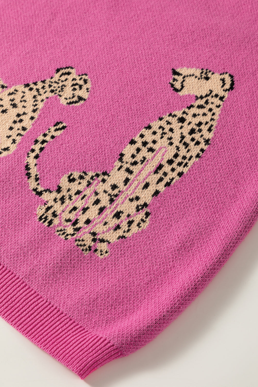 Pink Leopard Ruffled Sleeve Round Neck Knit Sweater - Hey Hunni LLC