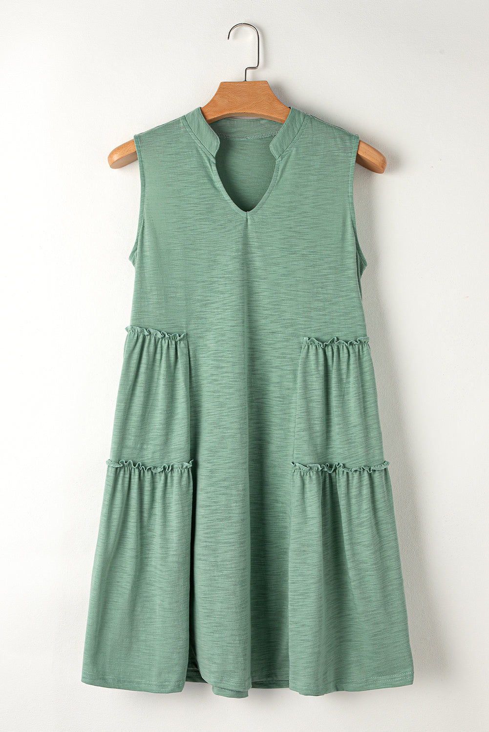 Moonlight Jade Split V Neck Tiered Flowy Sleeveless Dress - Hey Hunni LLC