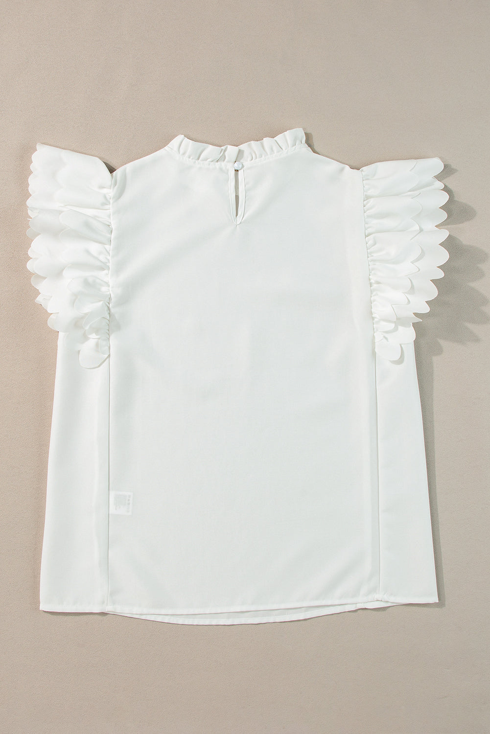 White Solid Color Scalloped Ruffle Sleeve Top - Hey Hunni LLC