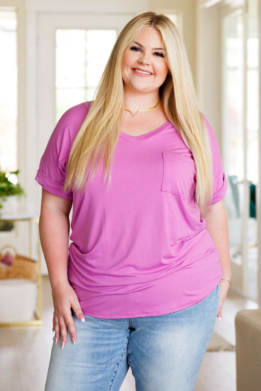 Absolute Favorite V-Neck Top in Orchid - Hey Hunni LLC