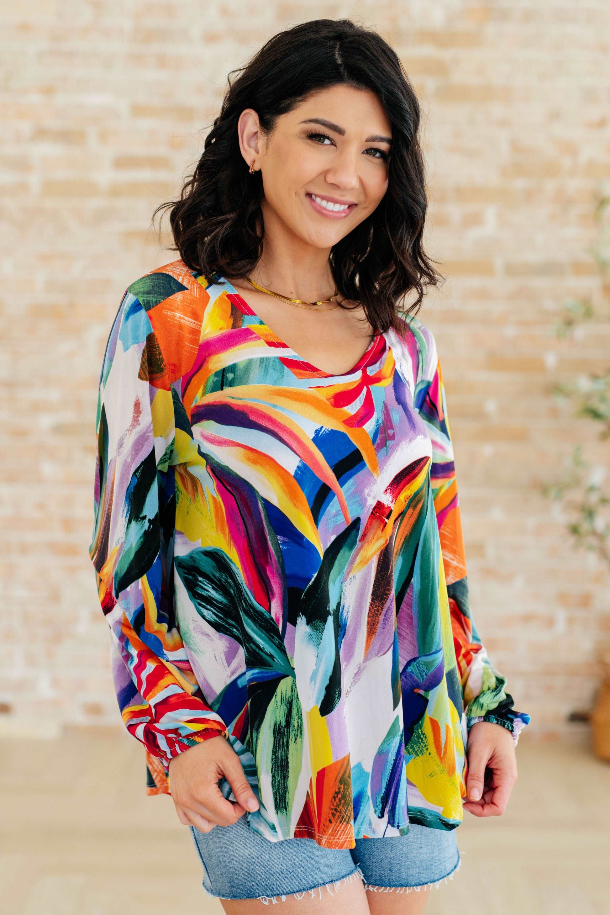 All Over The World Scoop Neck Blouse - Hey Hunni LLC