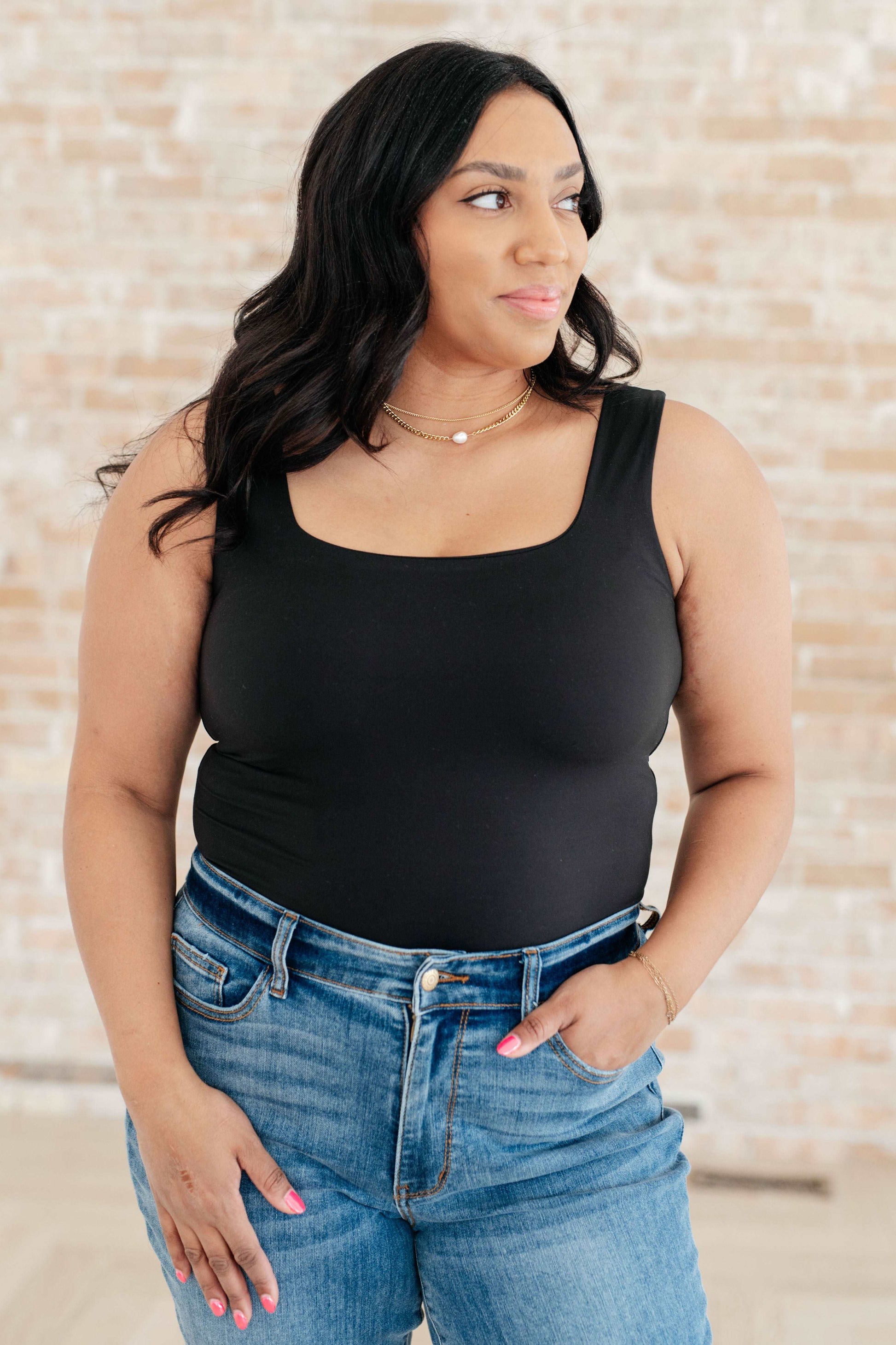 Always Right Square Neck Tank in Black - Hey Hunni LLC