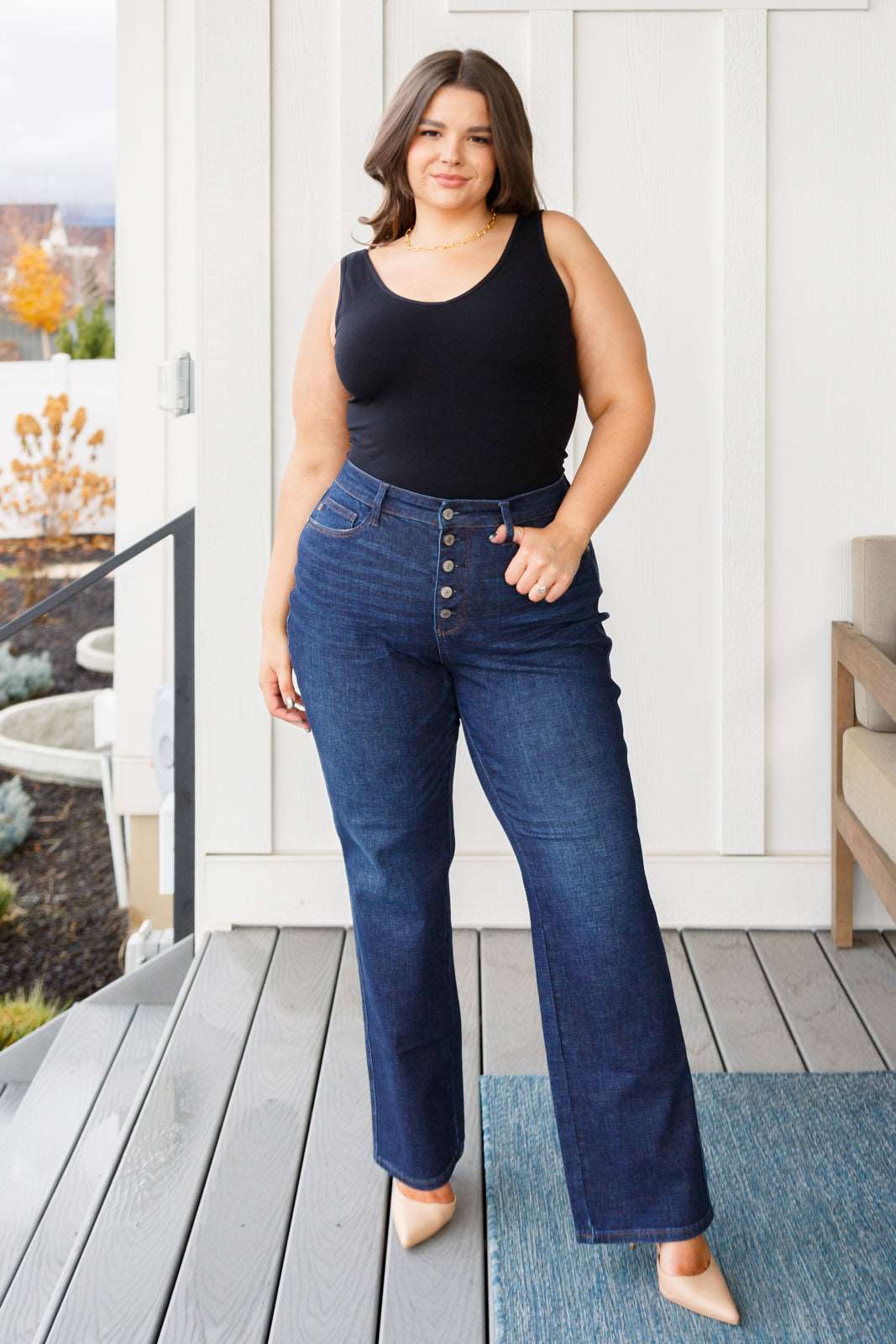 Arlo High Rise Button-Fly Straight Jeans - Hey Hunni LLC