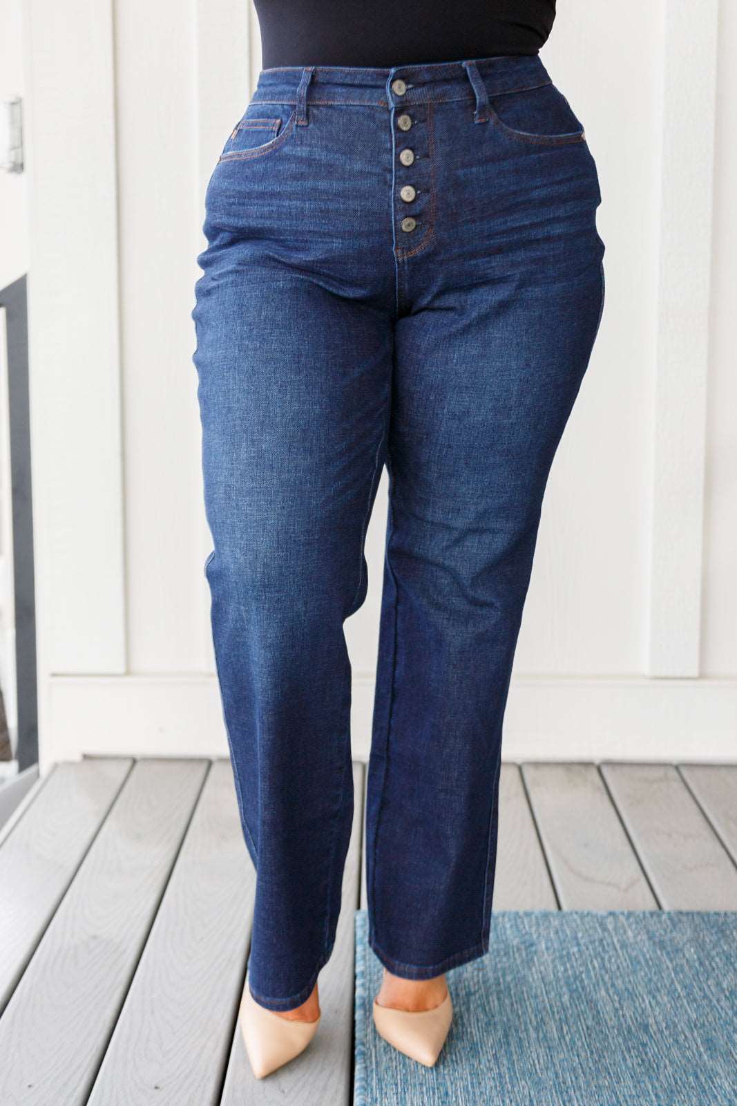 Arlo High Rise Button-Fly Straight Jeans - Hey Hunni LLC