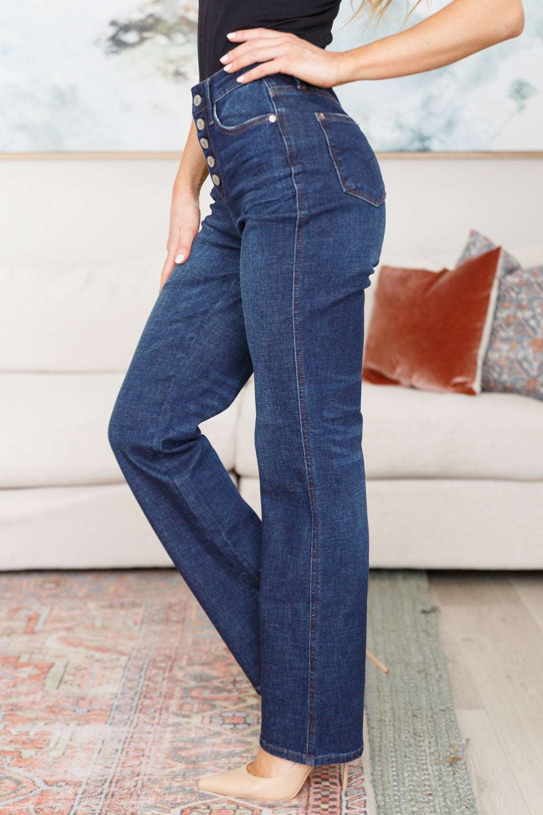 Arlo High Rise Button-Fly Straight Jeans - Hey Hunni LLC