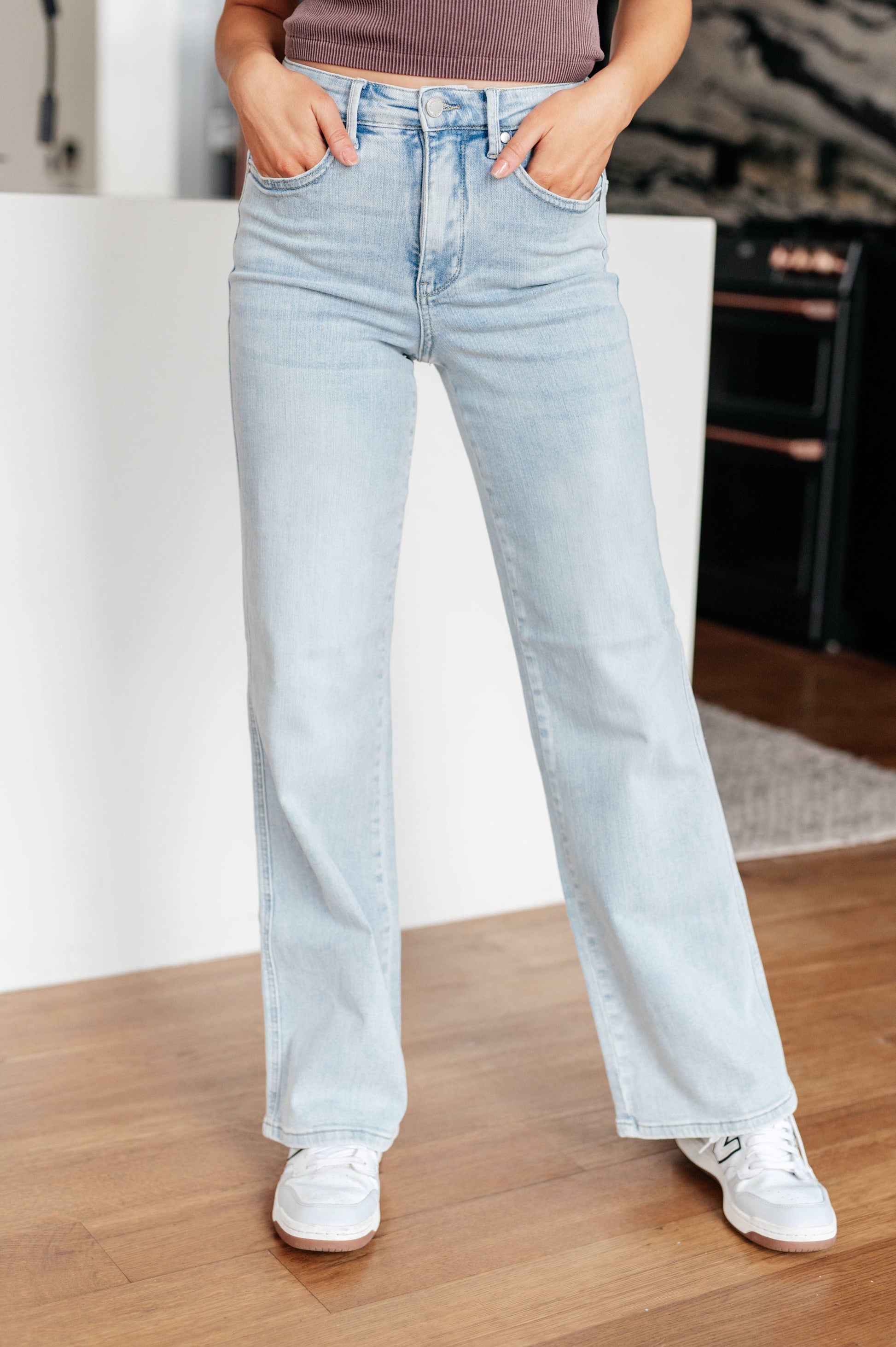 Brooke High Rise Control Top Vintage Wash Straight Jeans - Hey Hunni LLC