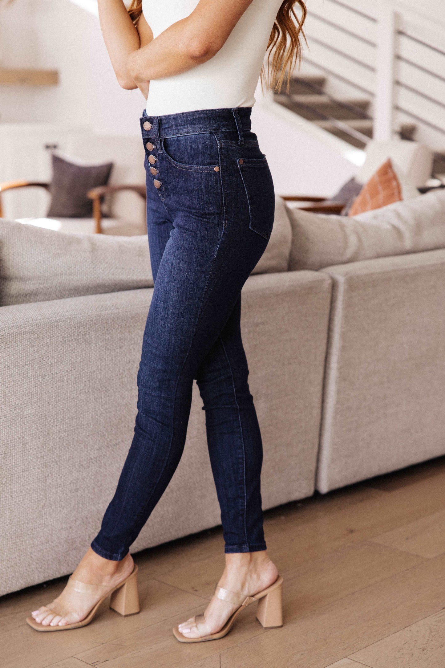 Celecia High Waist Hand Sanded Resin Skinny Jeans - Hey Hunni LLC