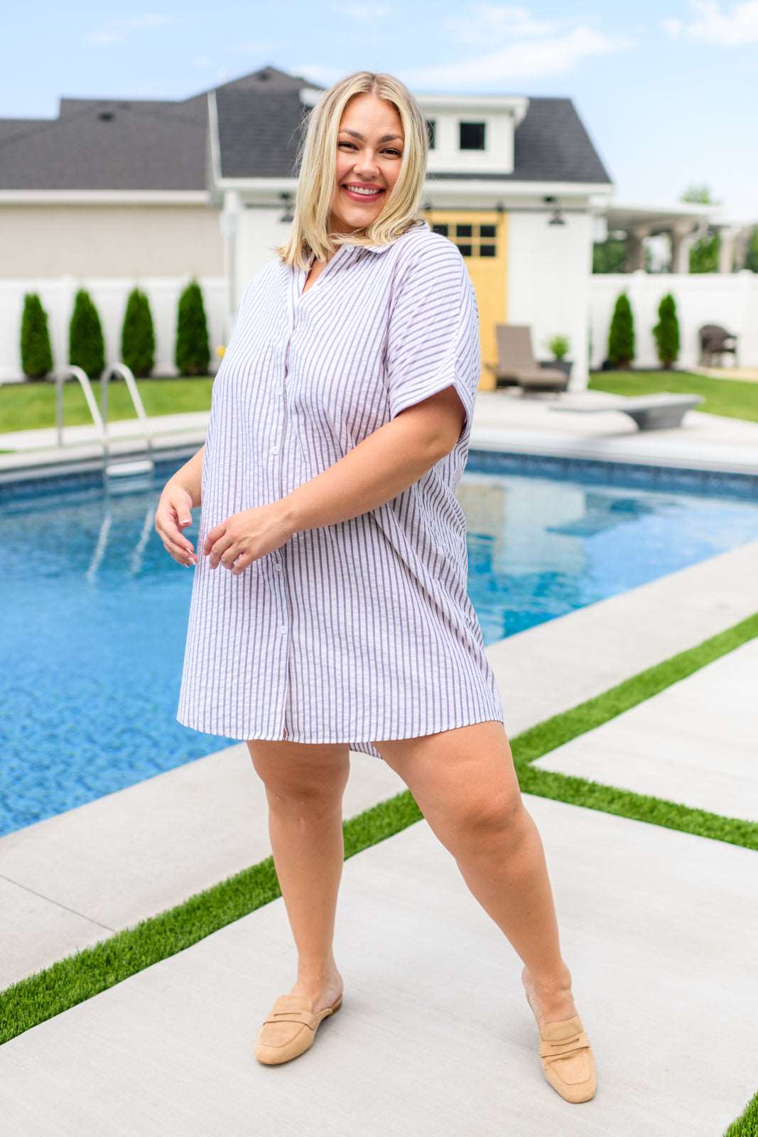 Cornelia Striped Shirt Dress - Hey Hunni LLC