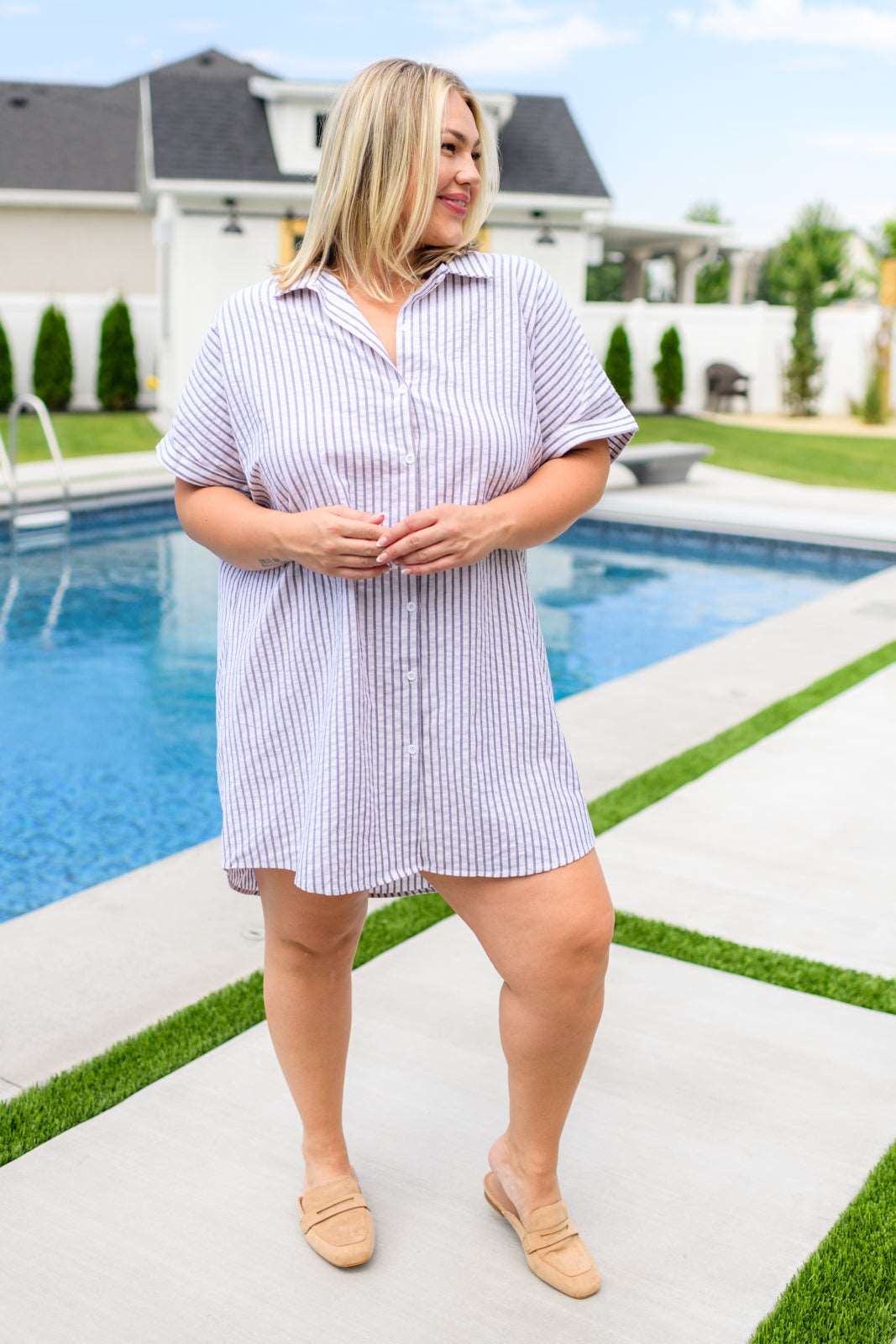 Cornelia Striped Shirt Dress - Hey Hunni LLC