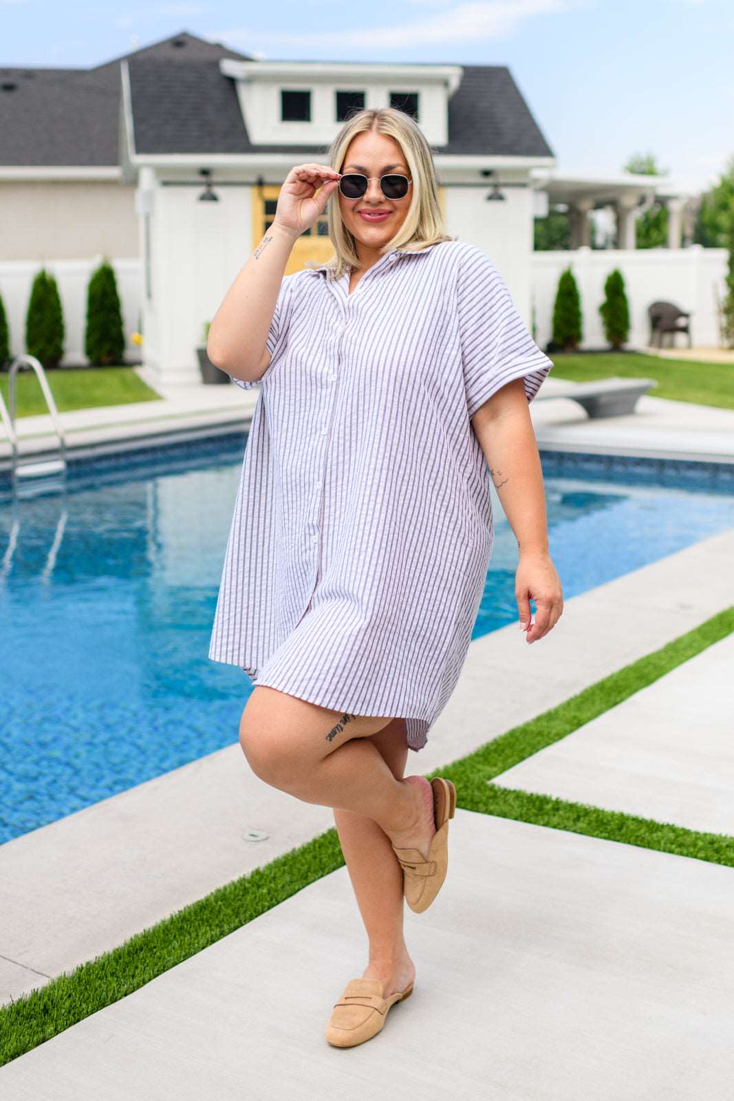 Cornelia Striped Shirt Dress - Hey Hunni LLC