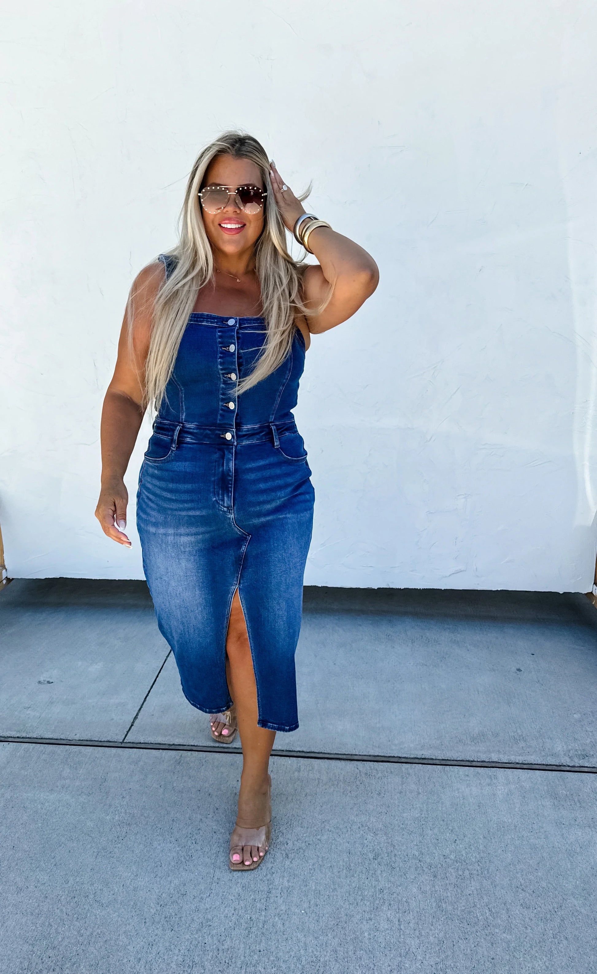 PREORDER: Frankie Overall Denim Dress - Hey Hunni LLC