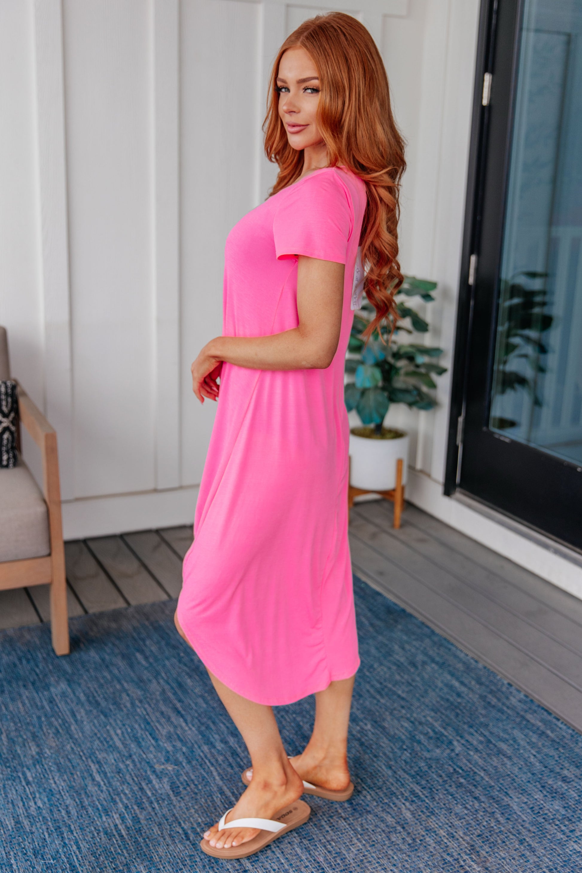 Dolman Sleeve Maxi Dress in Neon Pink - Hey Hunni LLC