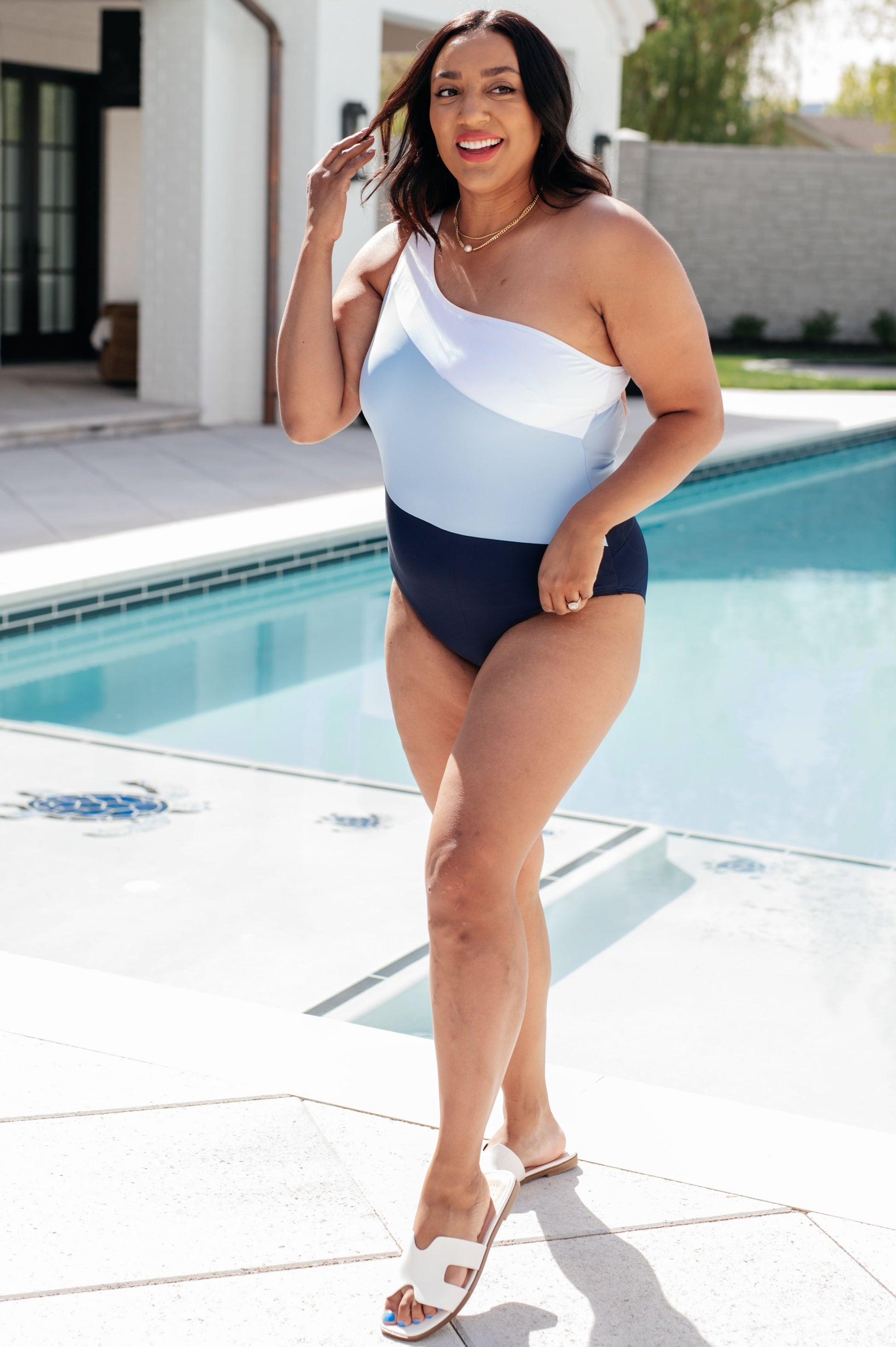 Dominica Color Block Asymmetrical Swimsuit - Hey Hunni LLC