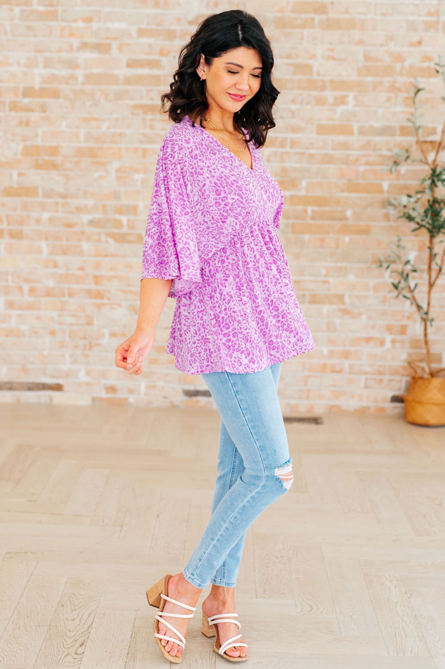 Dreamer Peplum Top in Lavender Leopard - Hey Hunni LLC