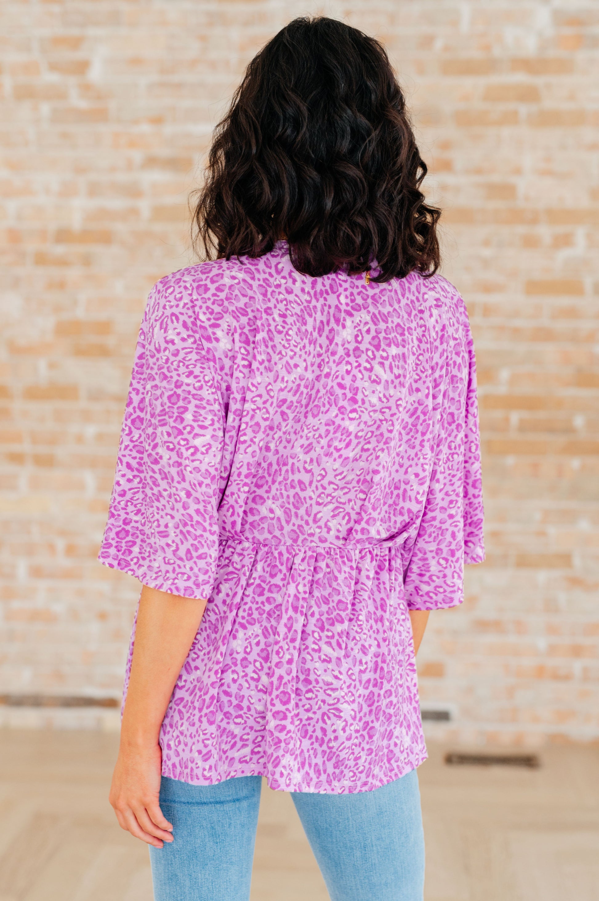 Dreamer Peplum Top in Lavender Leopard - Hey Hunni LLC