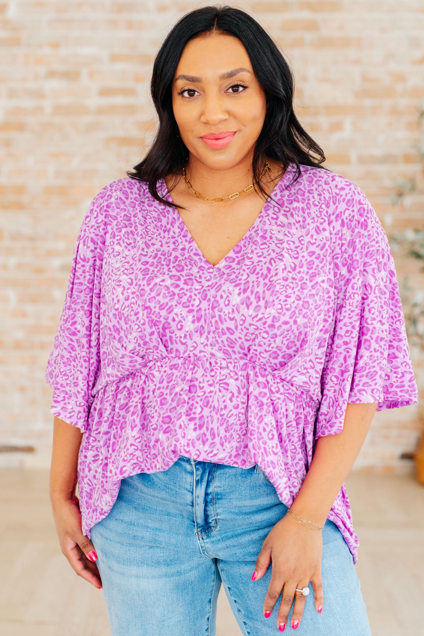 Dreamer Peplum Top in Lavender Leopard - Hey Hunni LLC