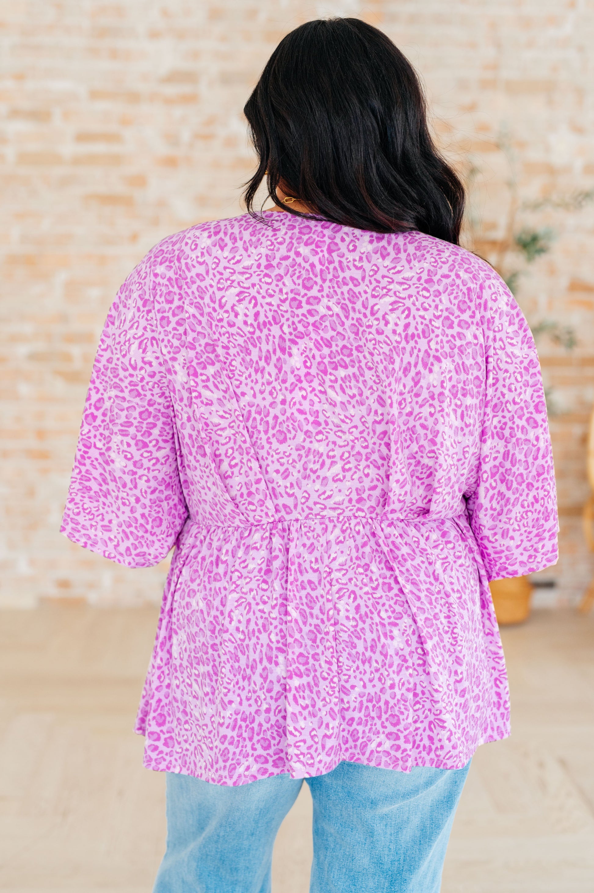 Dreamer Peplum Top in Lavender Leopard - Hey Hunni LLC