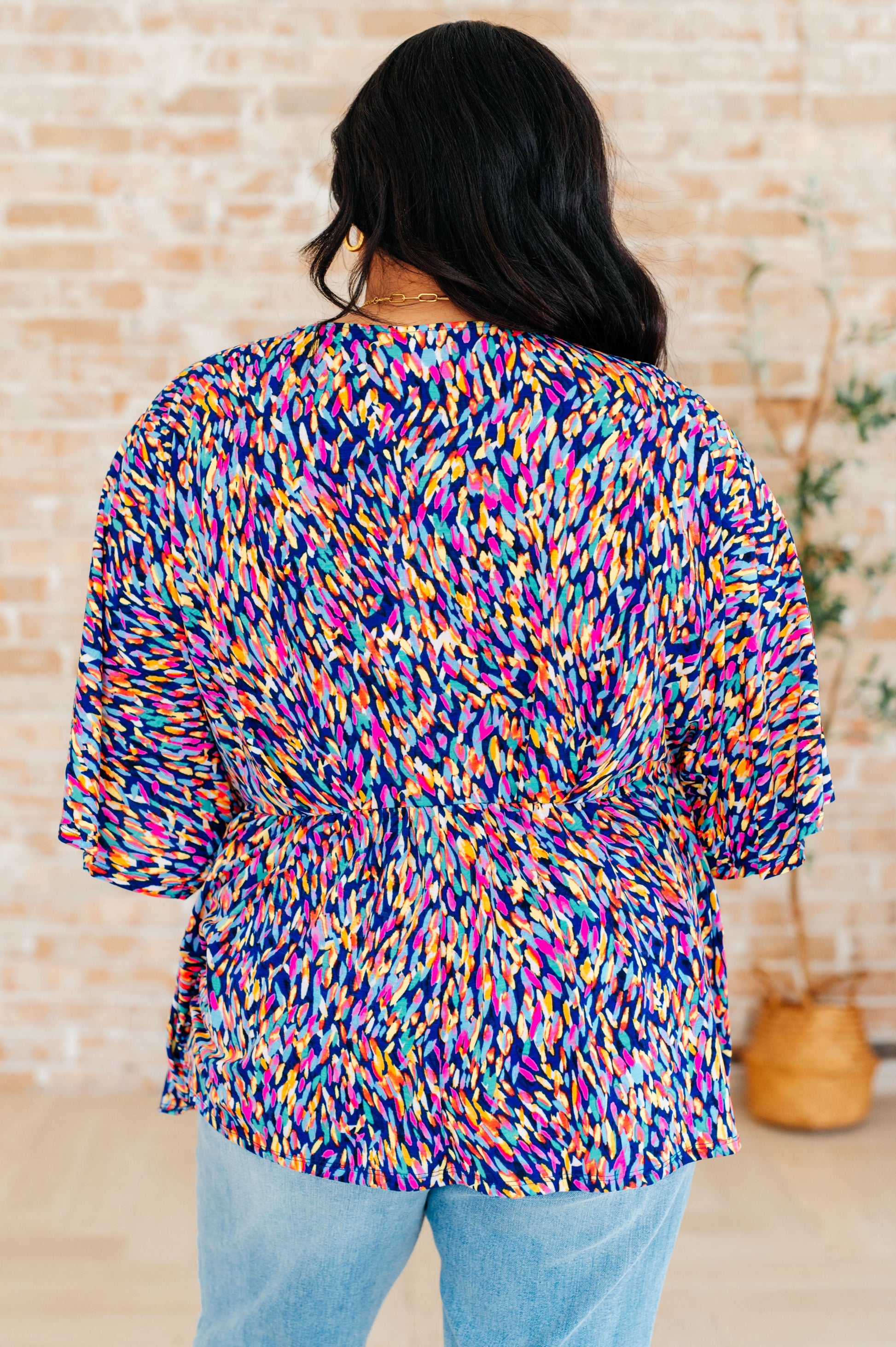 Dreamer Peplum Top in Painted Royal Multi - Hey Hunni LLC