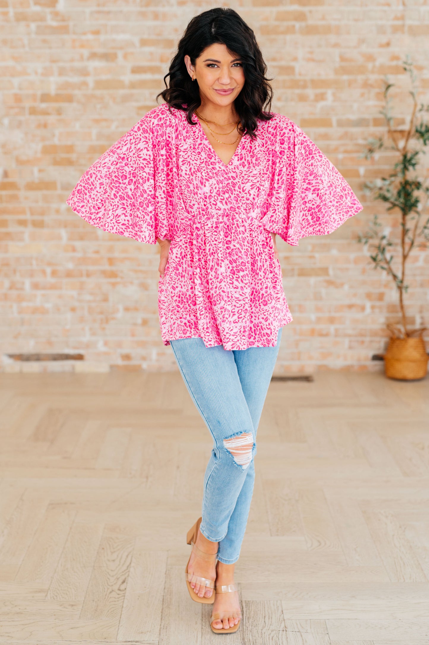 Dreamer Peplum Top in Pink Leopard - Hey Hunni LLC