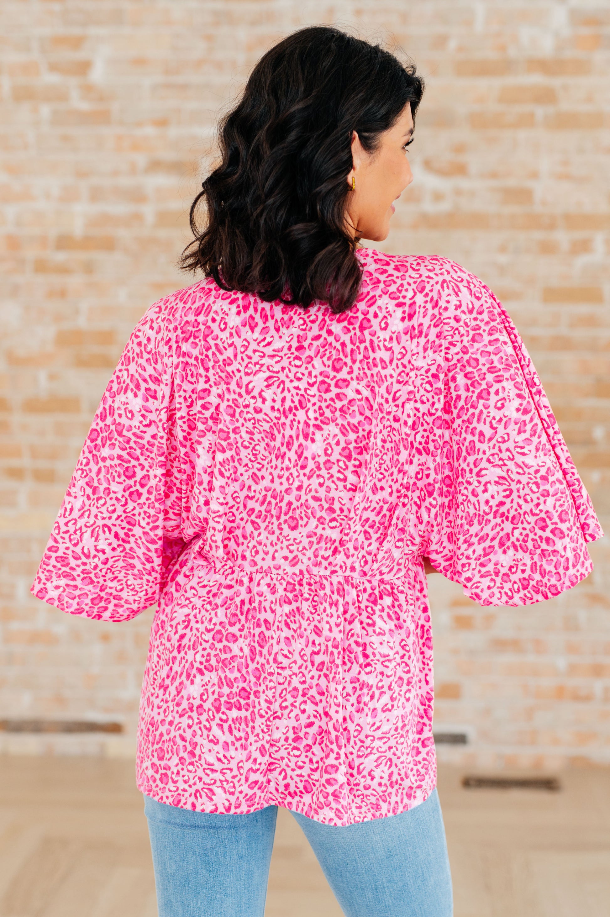 Dreamer Peplum Top in Pink Leopard - Hey Hunni LLC