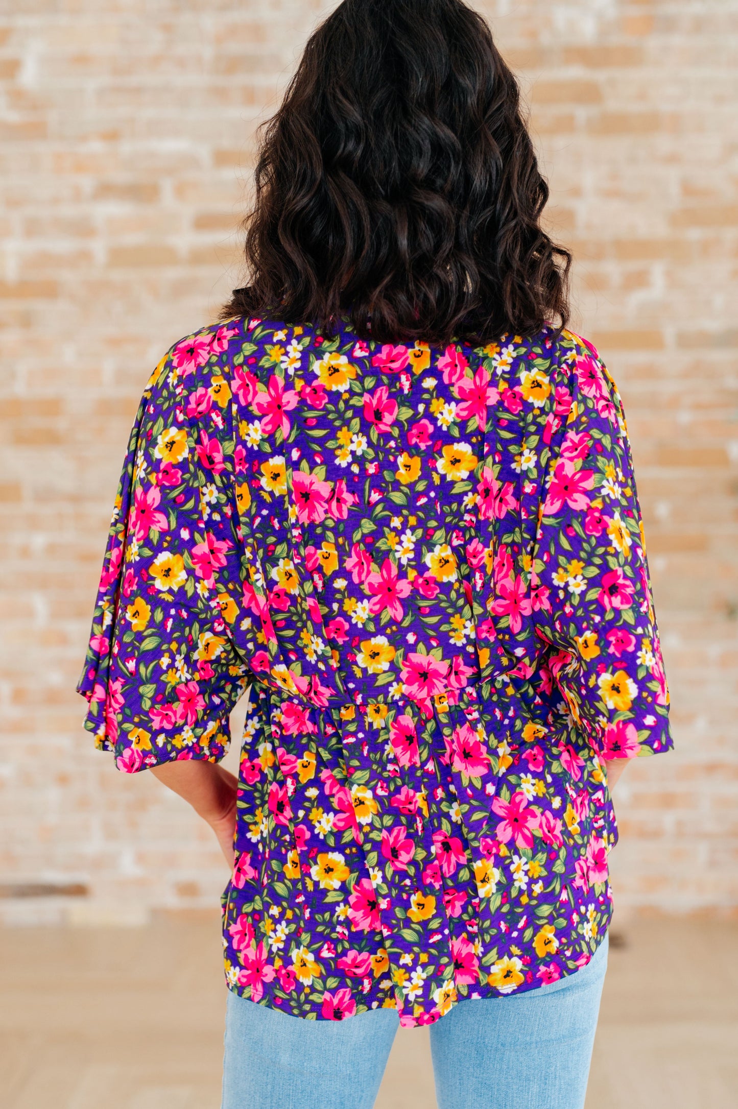 Dreamer Peplum Top in Purple and Pink Floral - Hey Hunni LLC