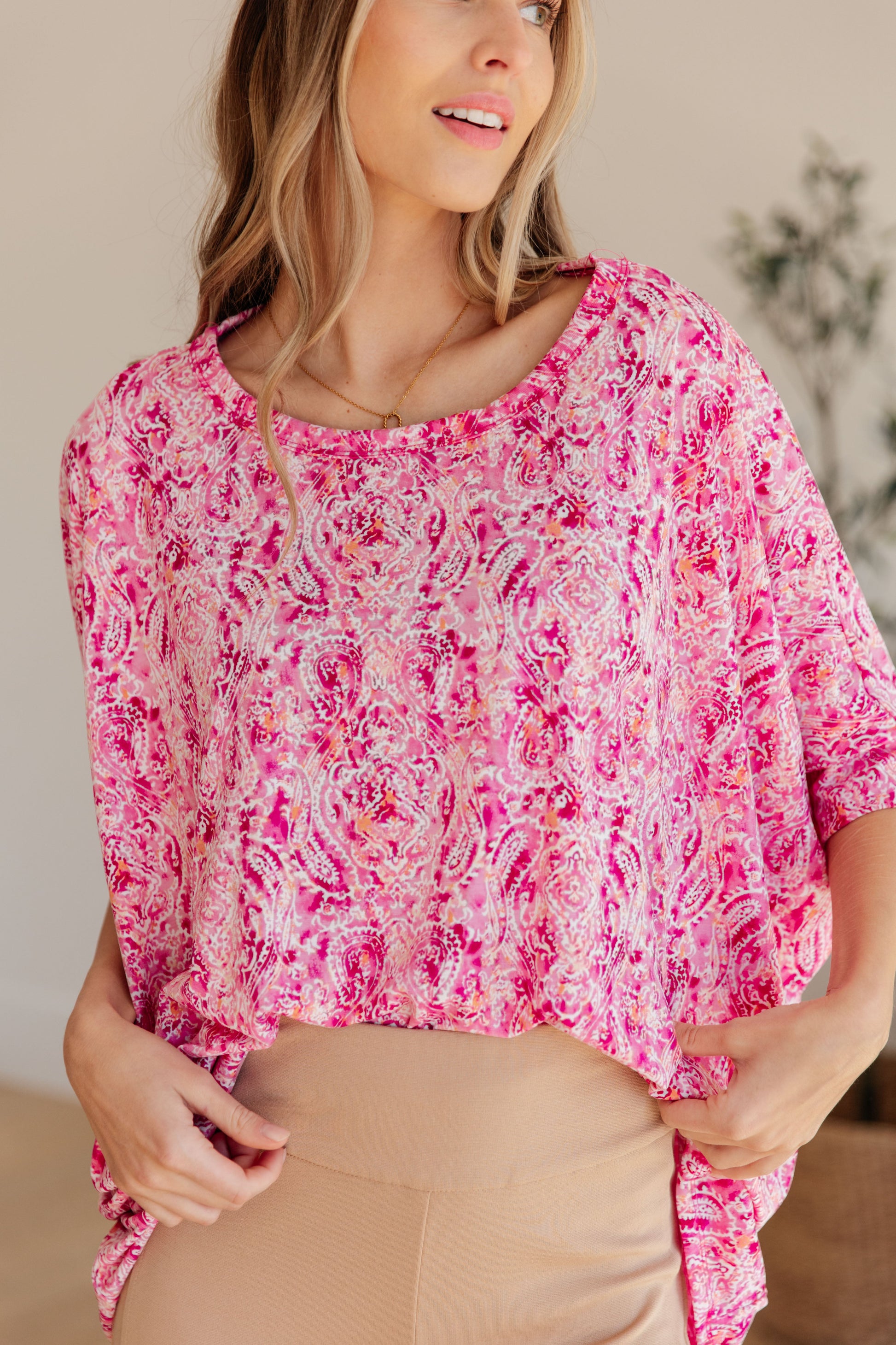 Essential Blouse in Fuchsia and White Paisley - Hey Hunni LLC