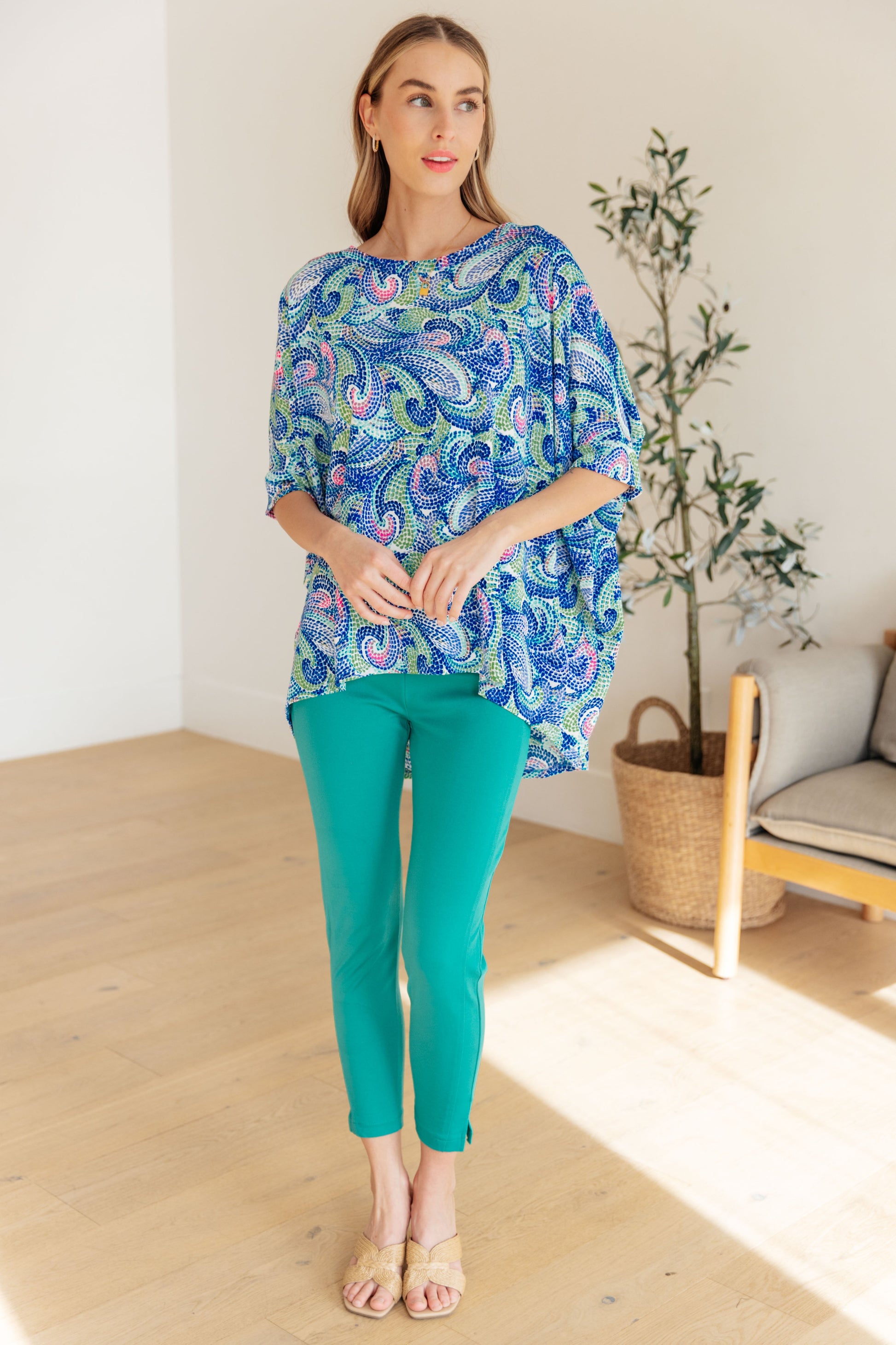 Essential Blouse in Painted Blue Mix - Hey Hunni LLC