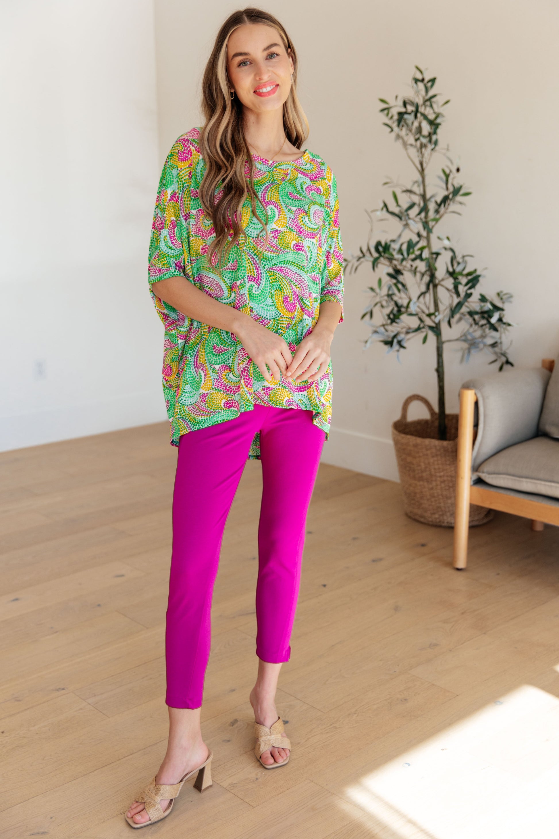 Essential Blouse in Painted Green and Pink - Hey Hunni LLC