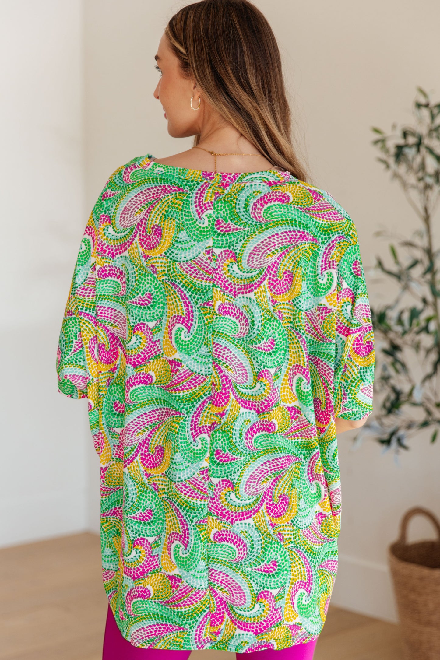 Essential Blouse in Painted Green and Pink - Hey Hunni LLC