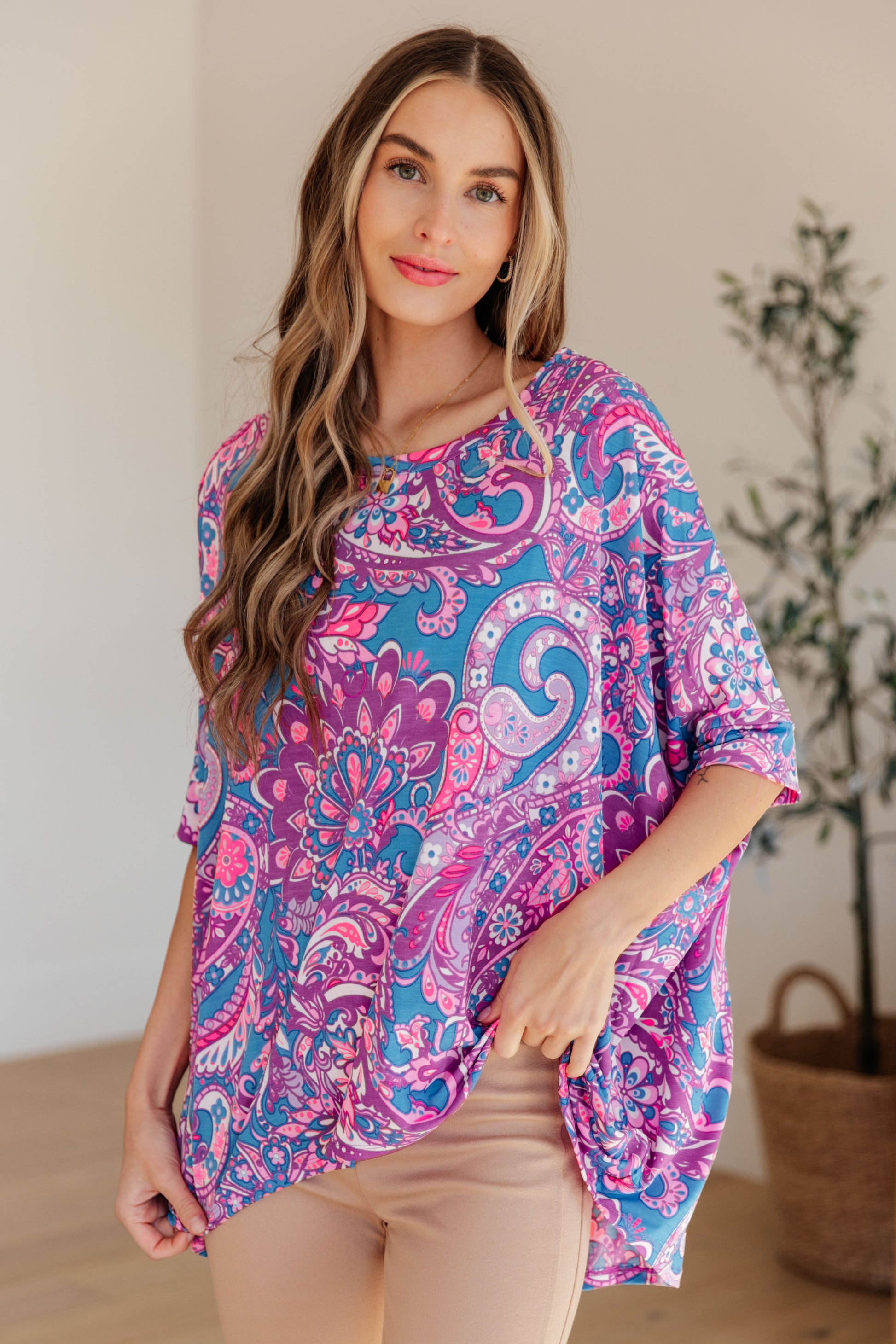 Essential Blouse in Purple Paisley - Hey Hunni LLC