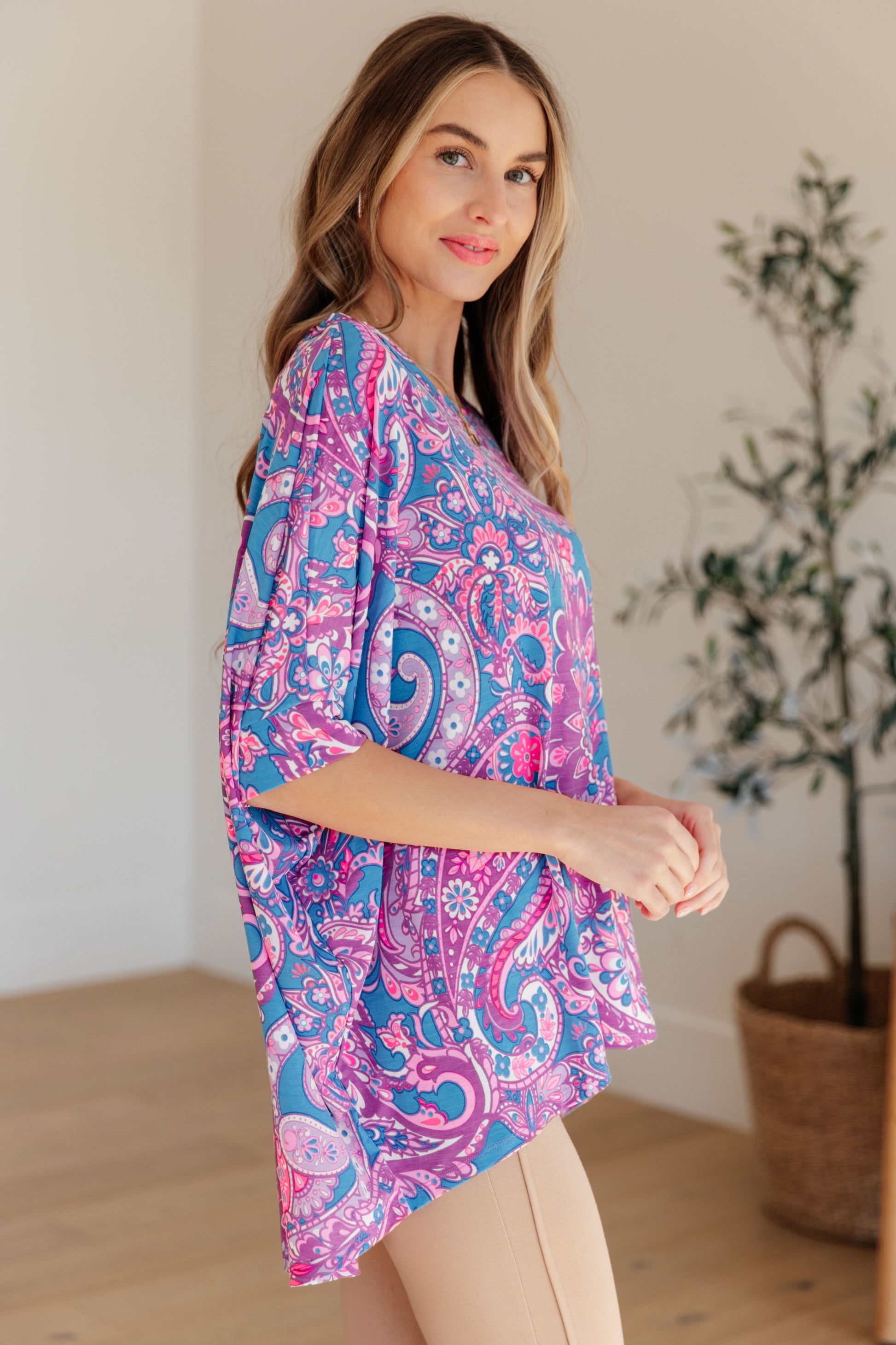 Essential Blouse in Purple Paisley - Hey Hunni LLC