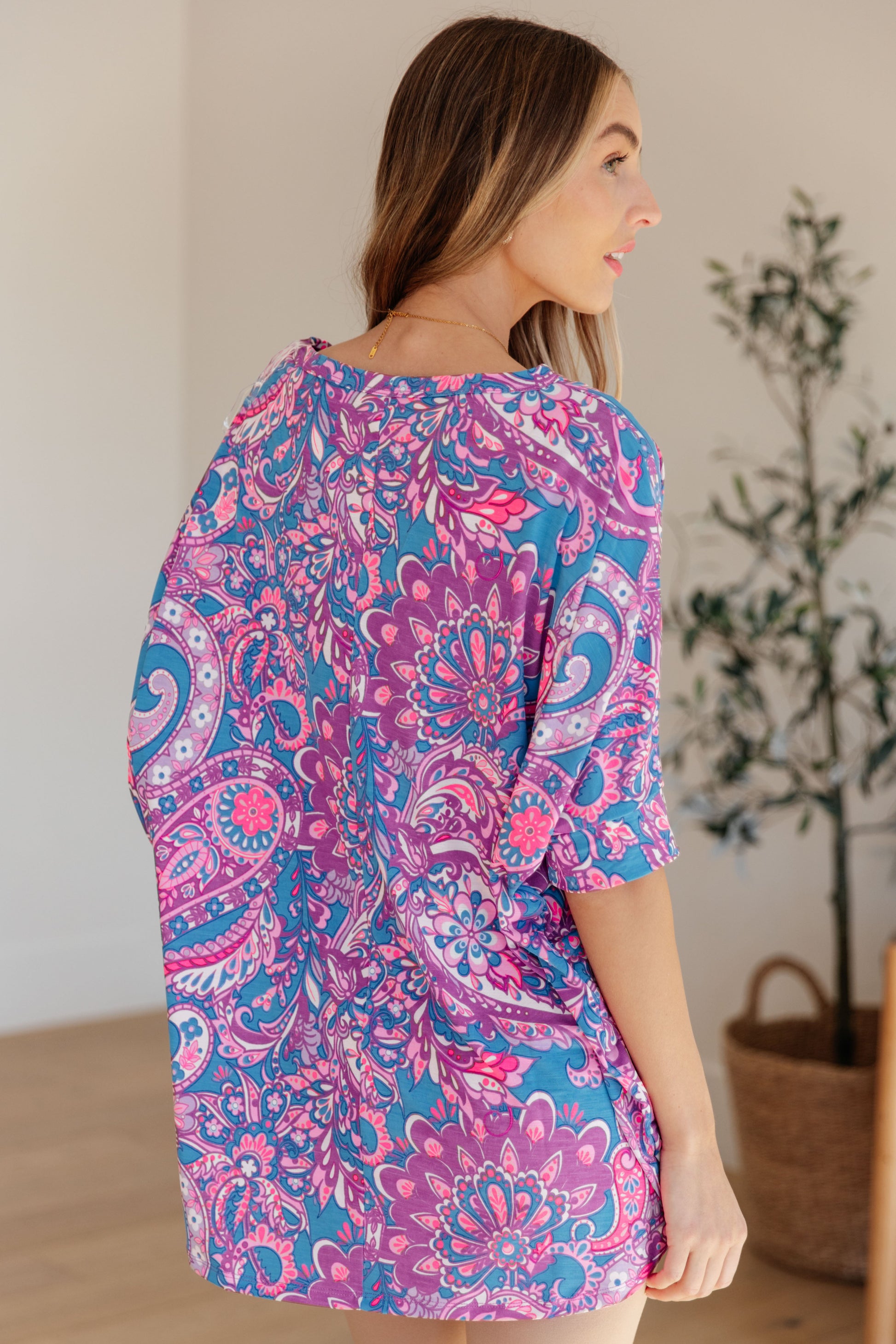 Essential Blouse in Purple Paisley - Hey Hunni LLC