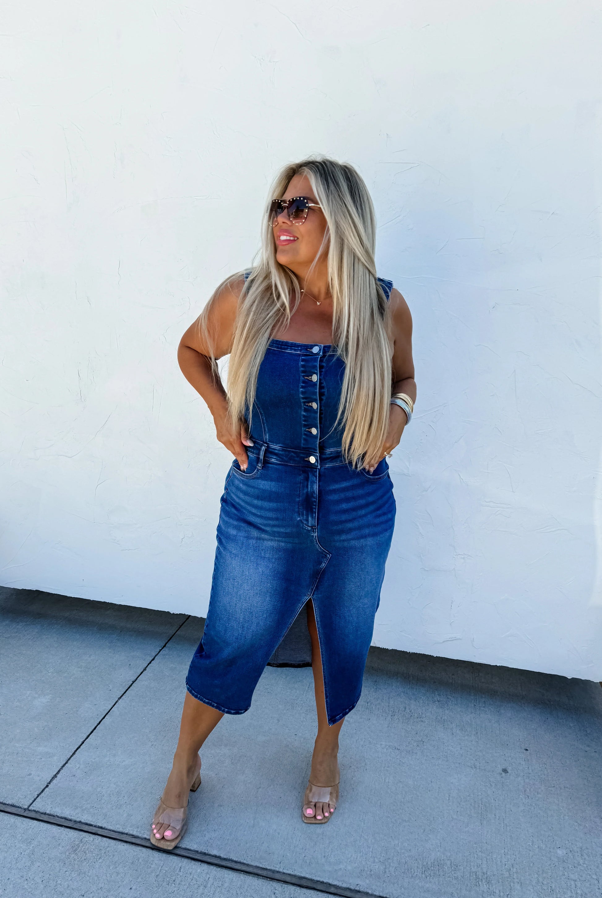 PREORDER: Frankie Overall Denim Dress - Hey Hunni LLC