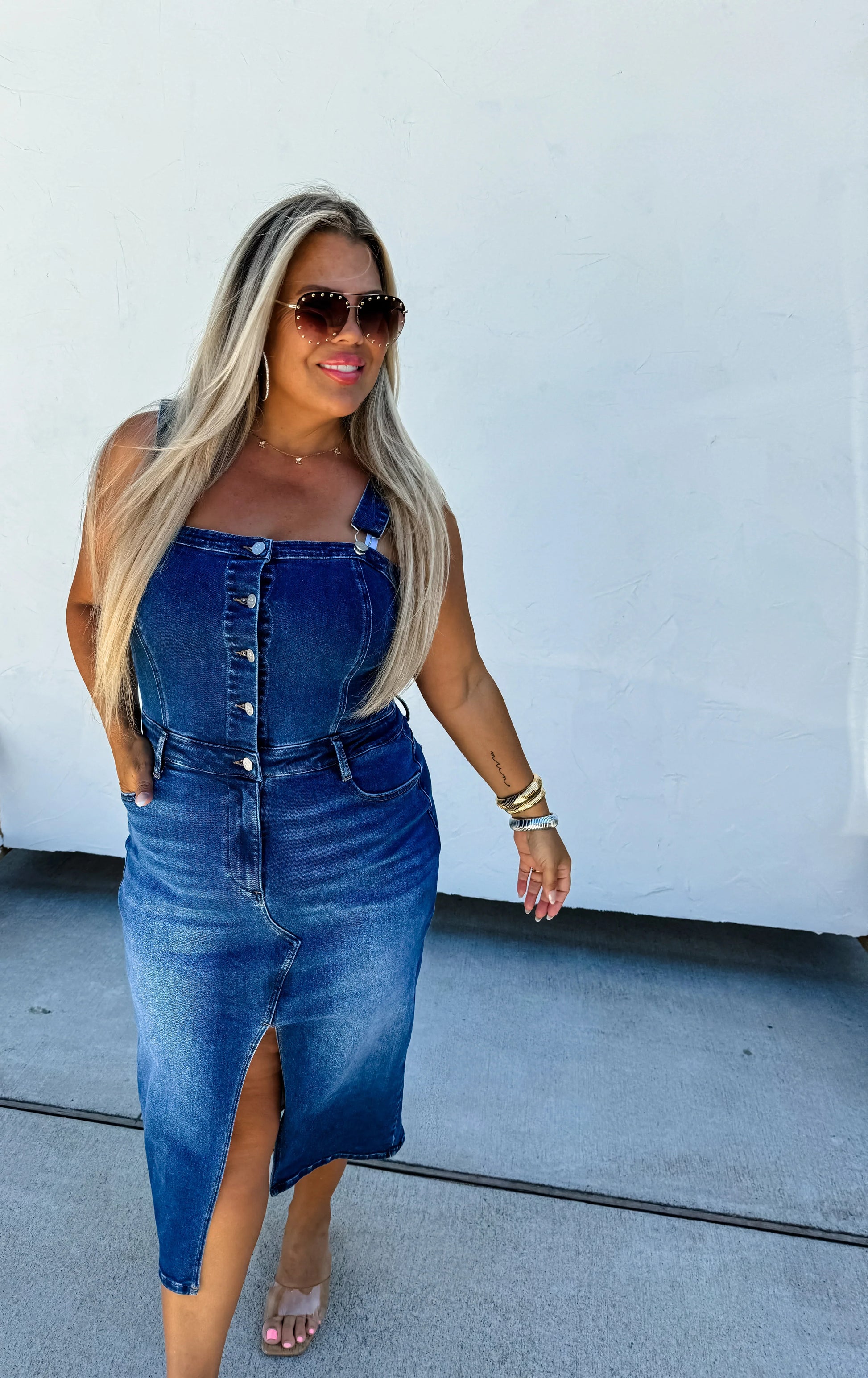 PREORDER: Frankie Overall Denim Dress - Hey Hunni LLC