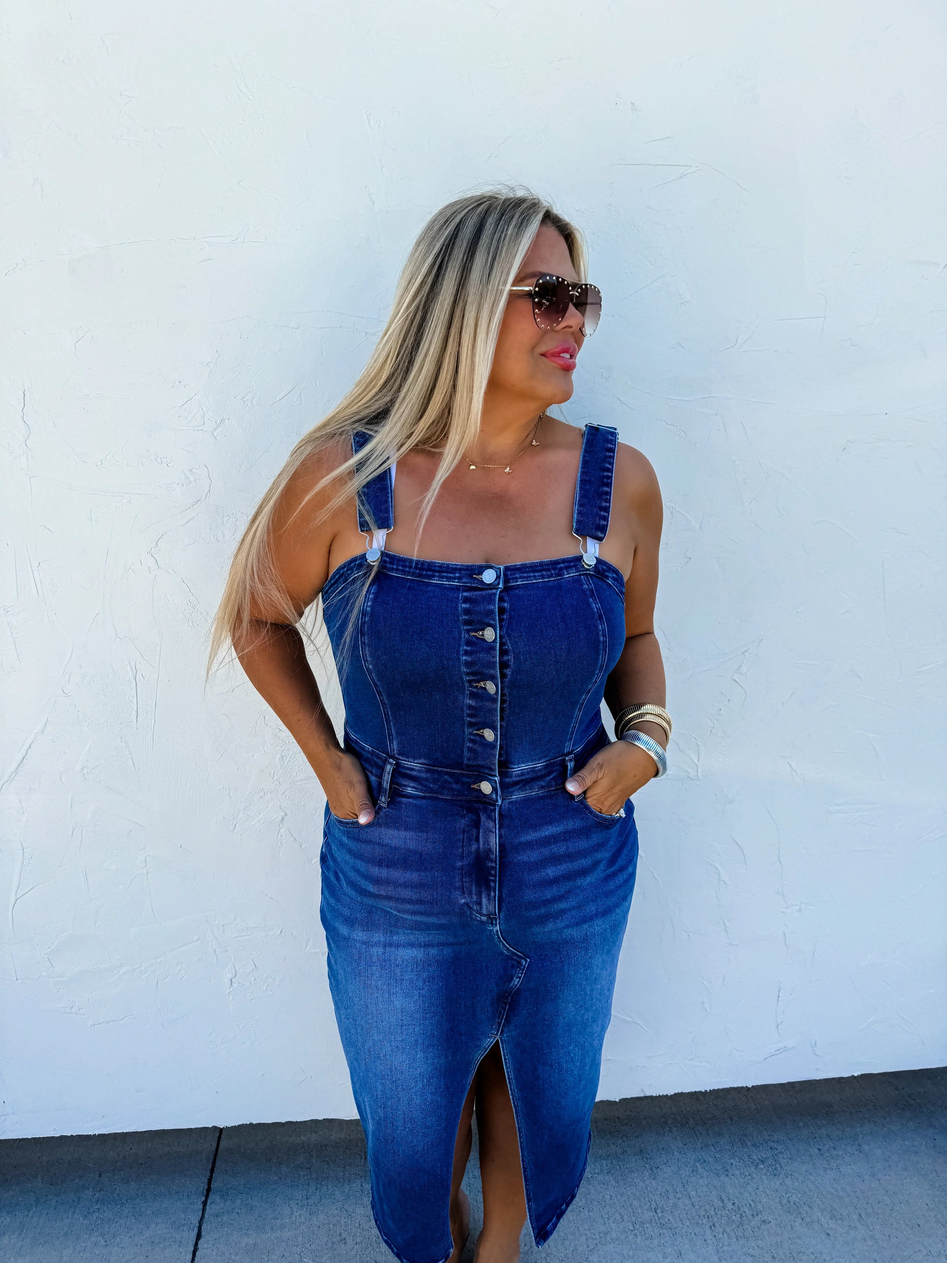 PREORDER: Frankie Overall Denim Dress - Hey Hunni LLC