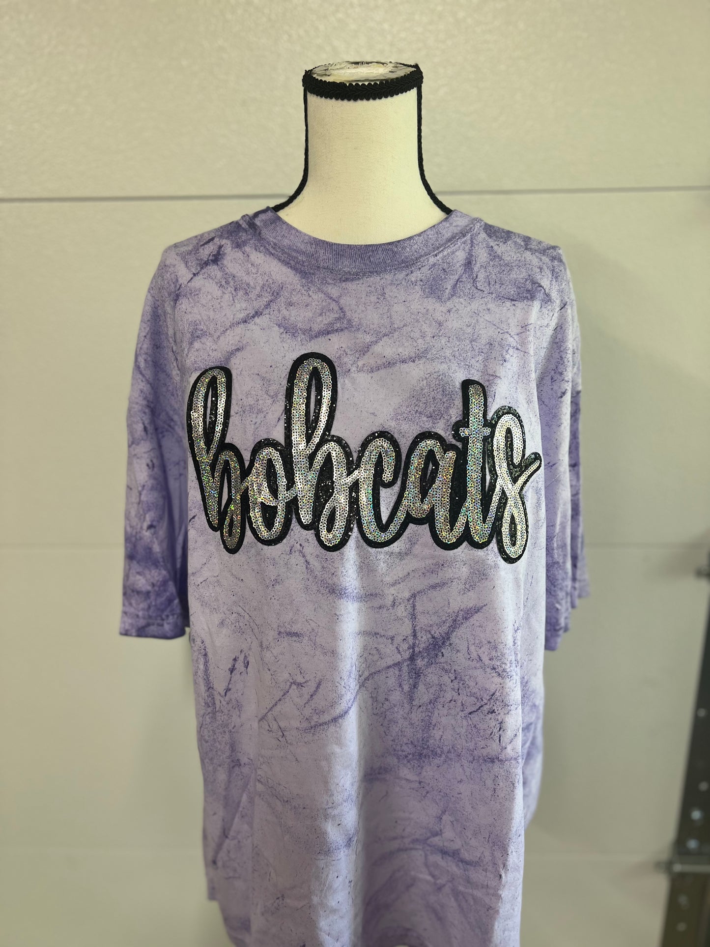 Sequin Bobcats Script Tee