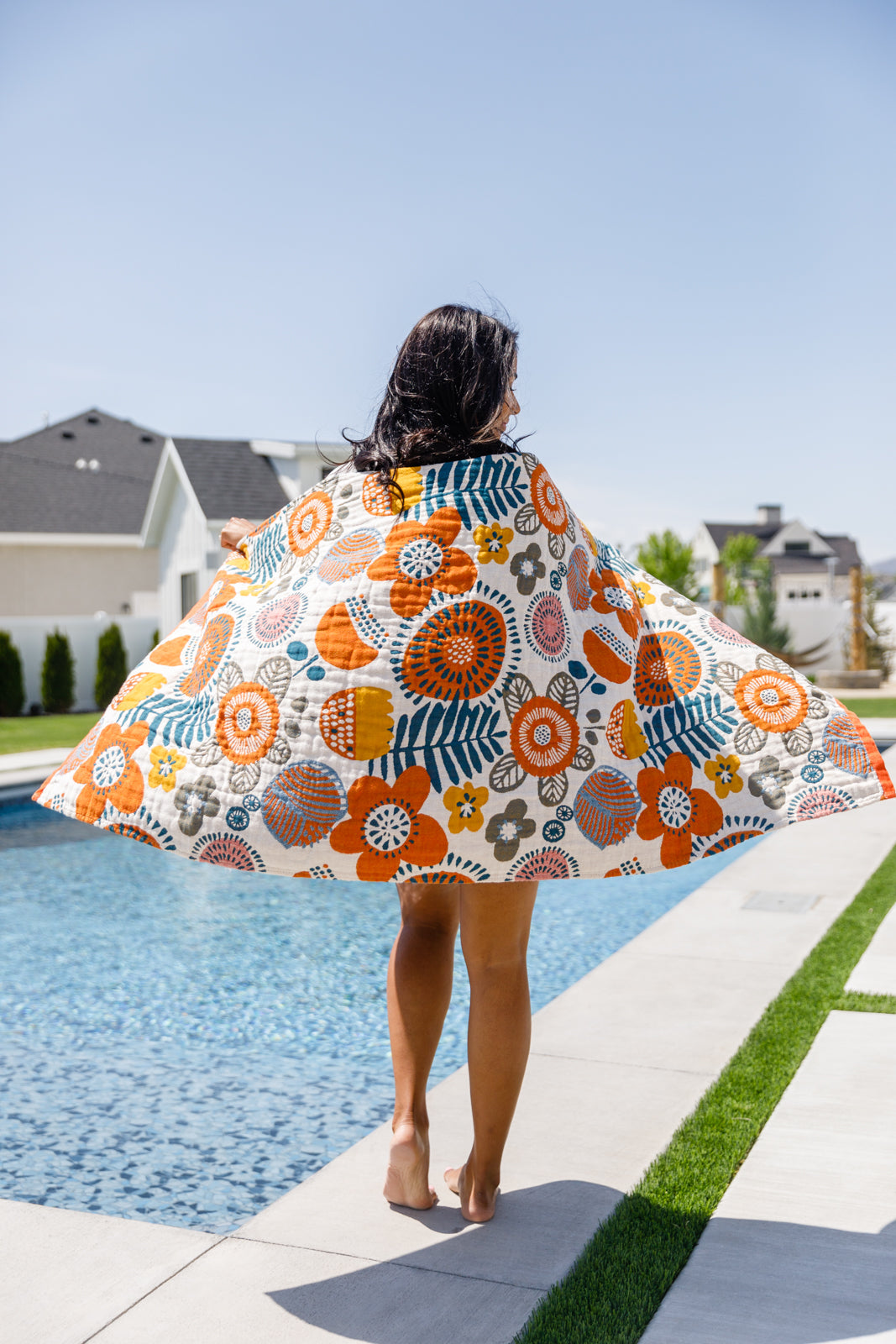 Luxury Beach Towel in Bright Retro Floral - Hey Hunni LLC