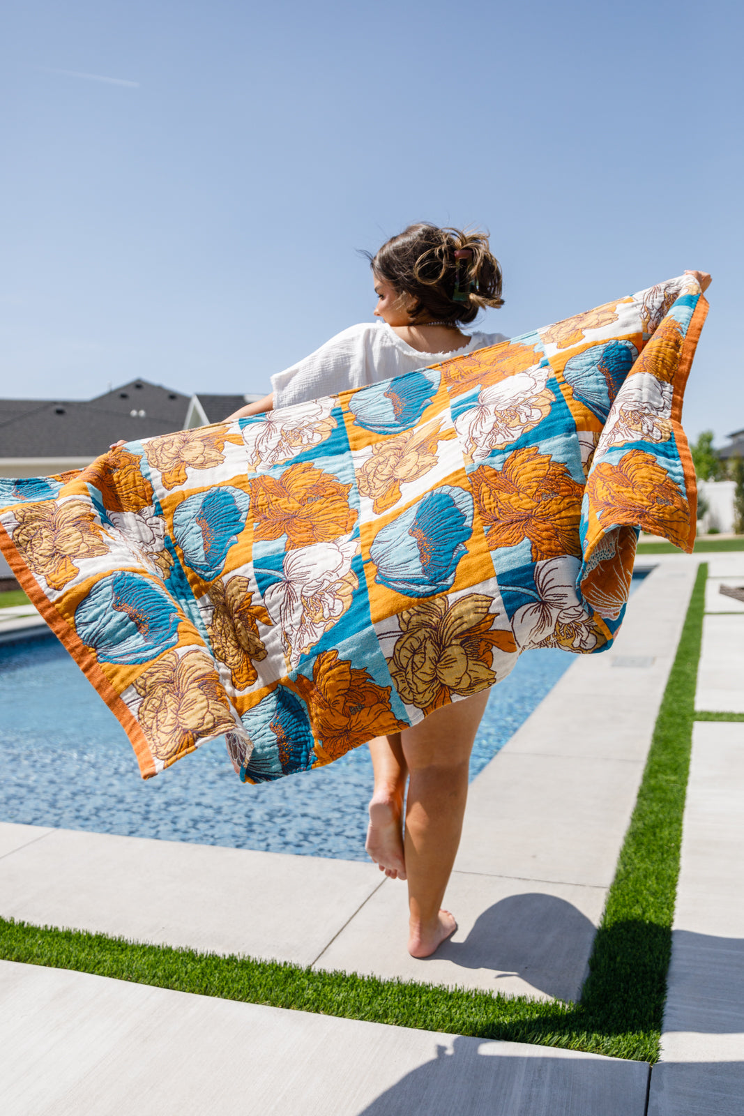 Luxury Beach Towel in Block Floral - Hey Hunni LLC