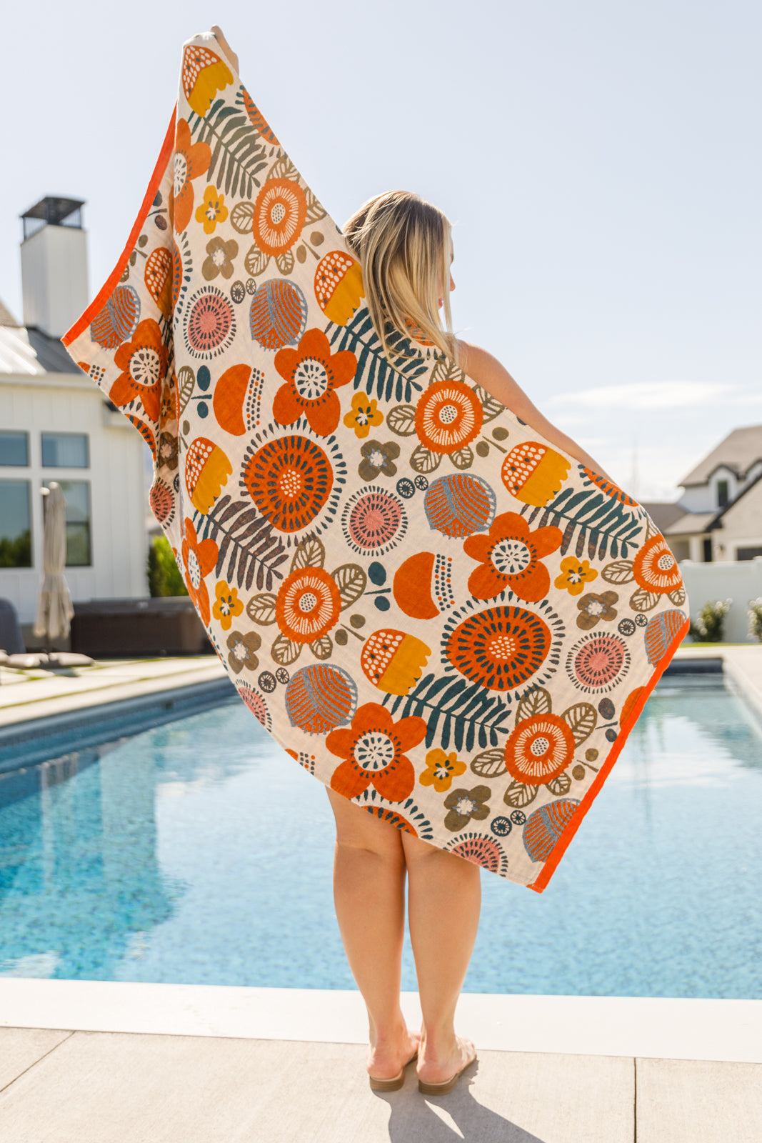 Luxury Beach Towel in Bright Retro Floral - Hey Hunni LLC