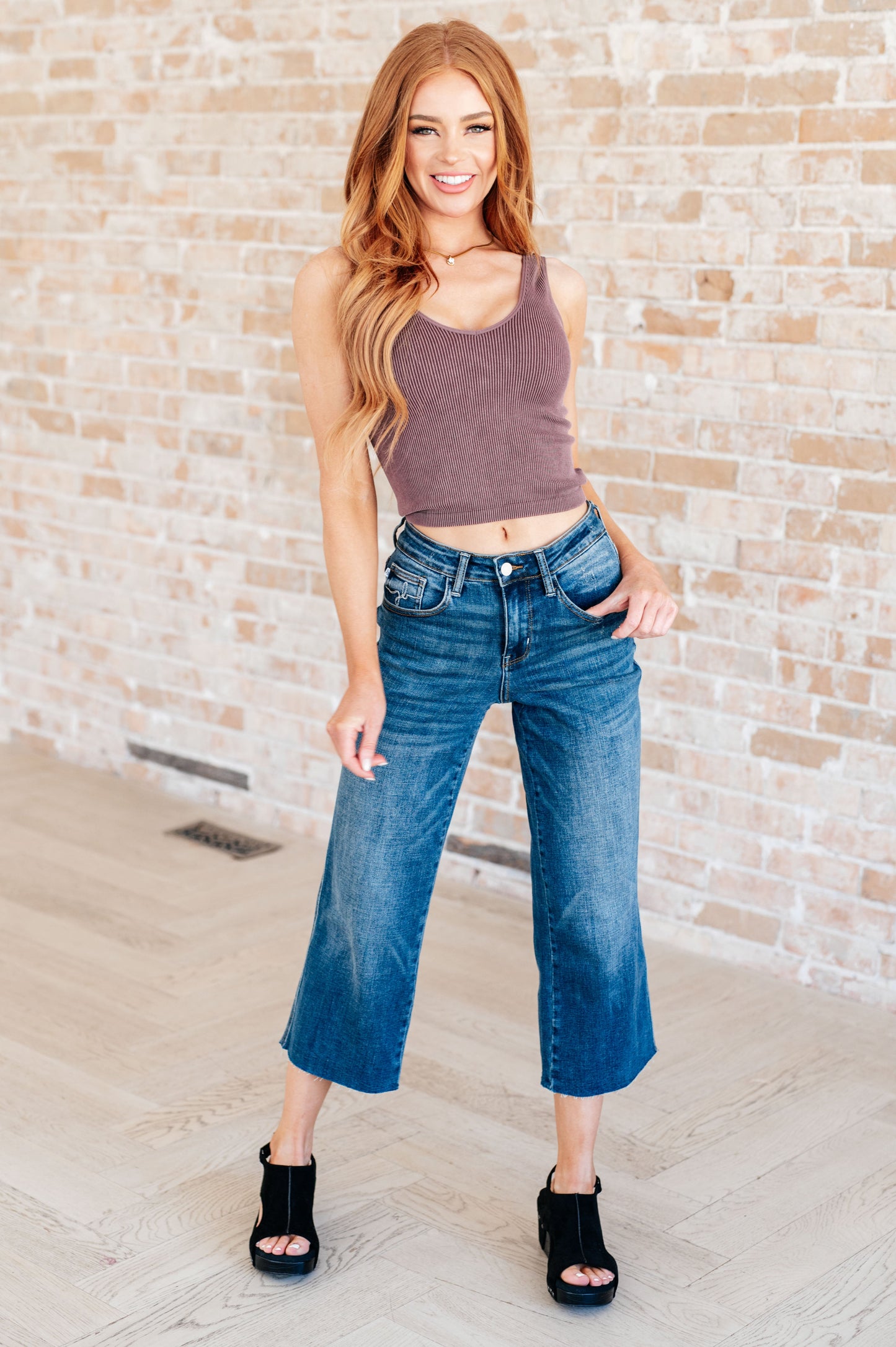 Hayes High Rise Wide Leg Crop Jeans - Hey Hunni LLC