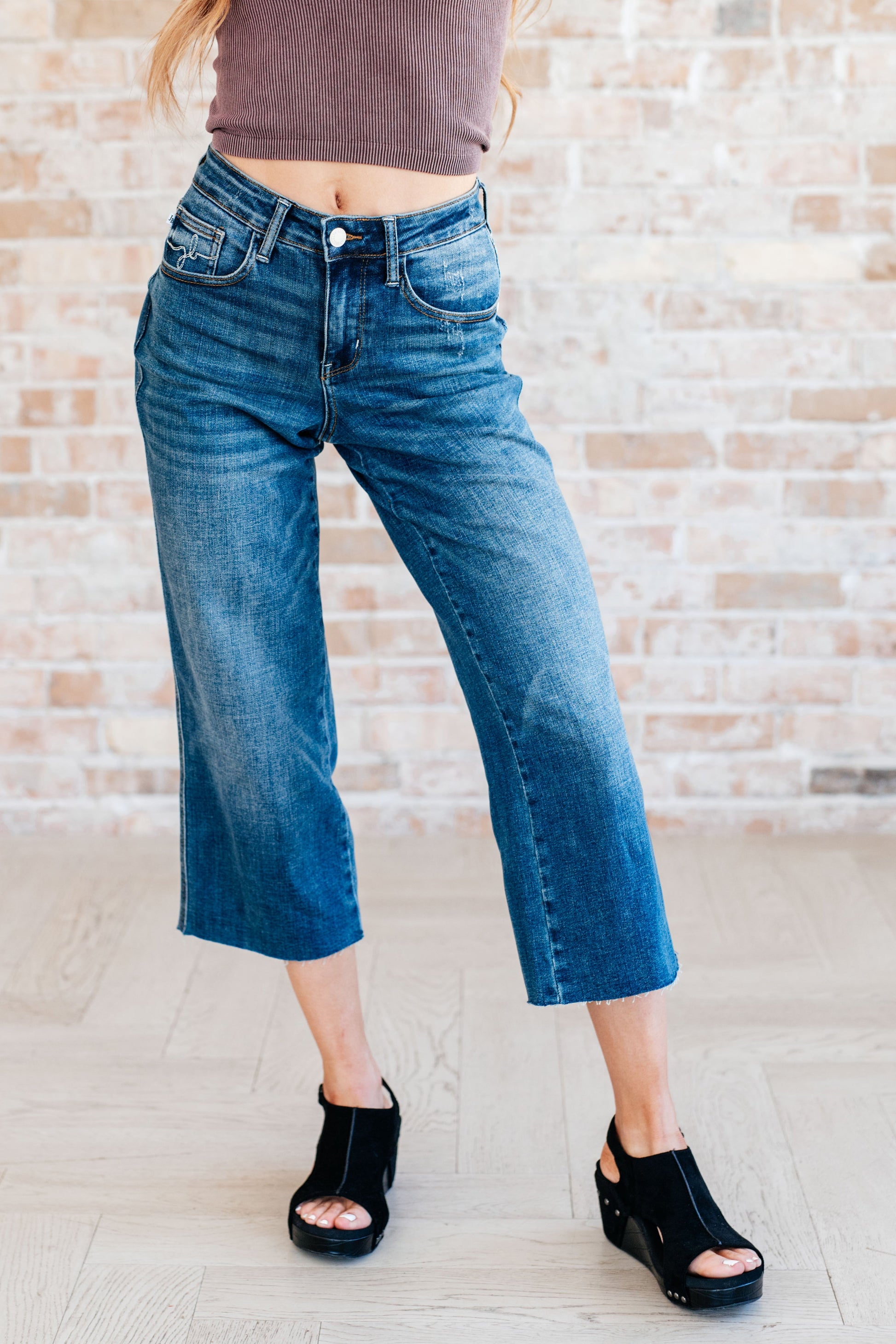 Hayes High Rise Wide Leg Crop Jeans - Hey Hunni LLC