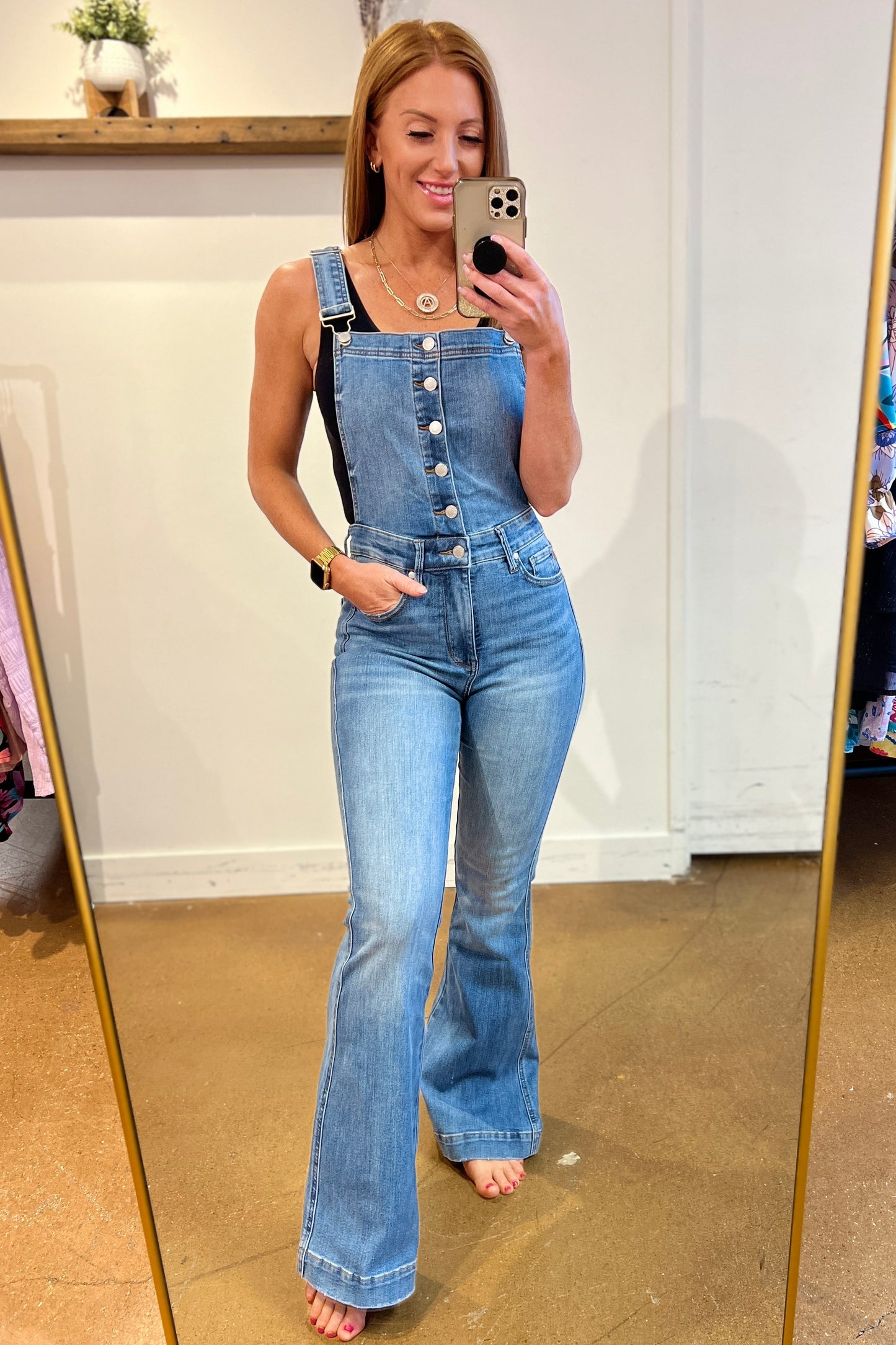 Izzy Control Top Retro Flare Overalls - Hey Hunni LLC