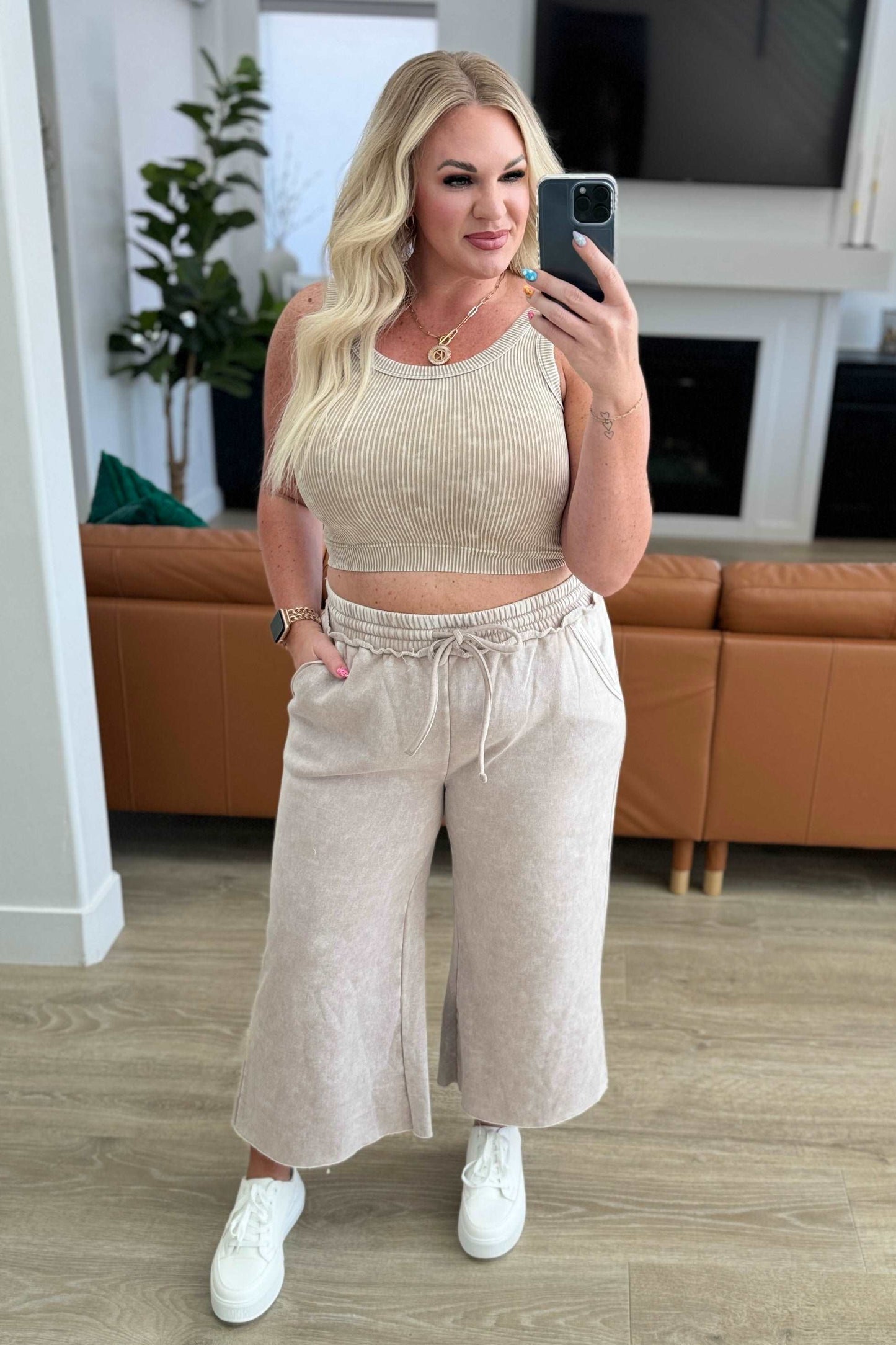 Acid Wash Wide Leg Sweatpants in Ash Mocha - Hey Hunni LLC