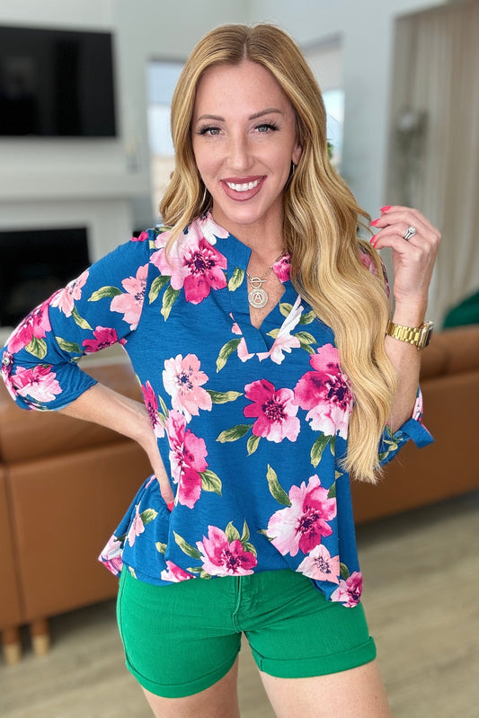 Lizzy Top in Teal and Magenta Floral - Hey Hunni LLC