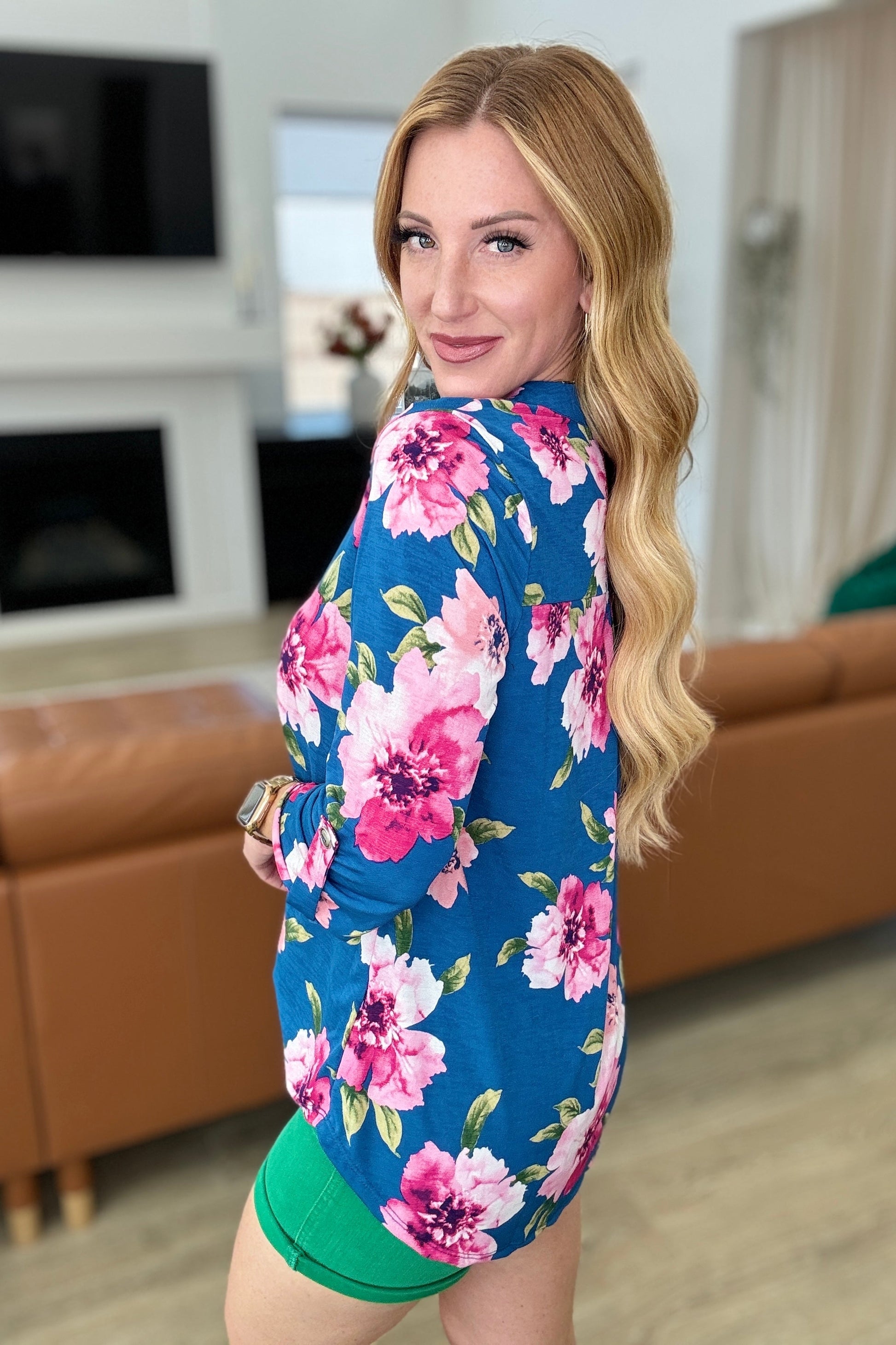 Lizzy Top in Teal and Magenta Floral - Hey Hunni LLC