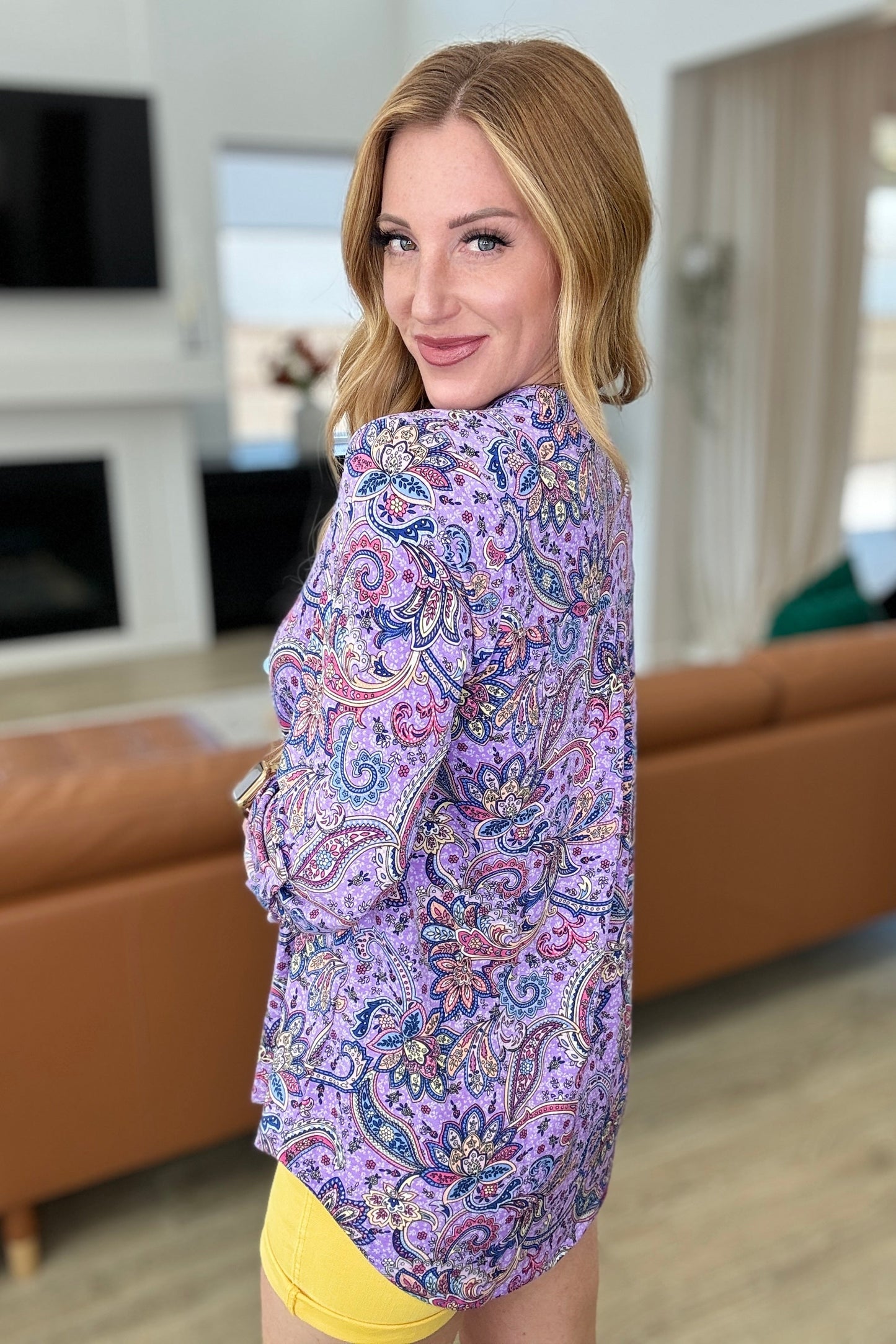 Lizzy Top in Lavender Mosaic Paisley - Hey Hunni LLC