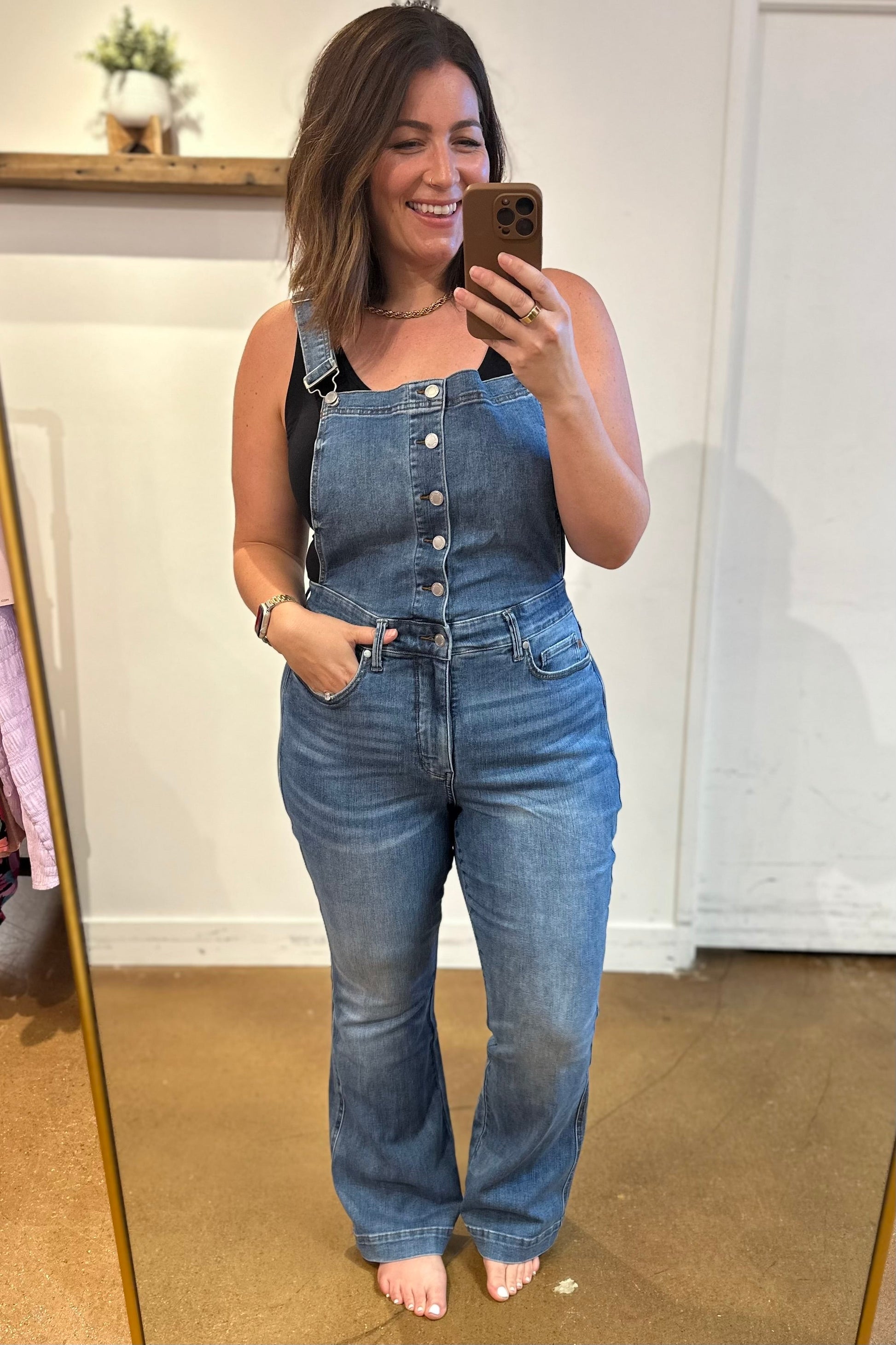 Izzy Control Top Retro Flare Overalls - Hey Hunni LLC