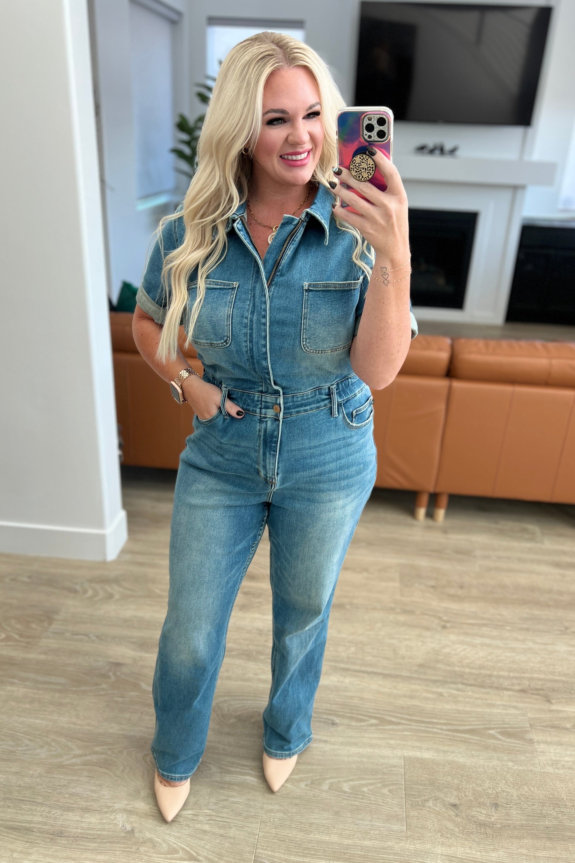 Sylvia Short Sleeve Denim Jumpsuit - Hey Hunni LLC