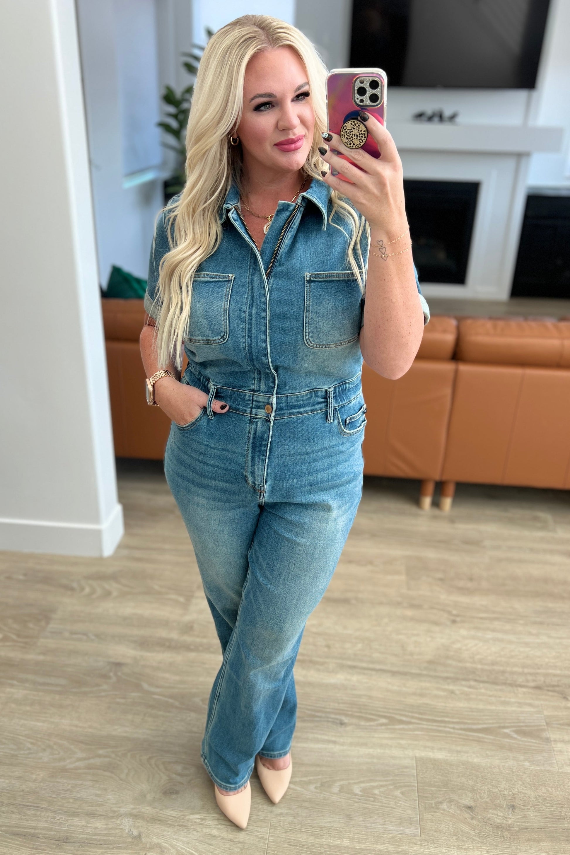 Sylvia Short Sleeve Denim Jumpsuit - Hey Hunni LLC