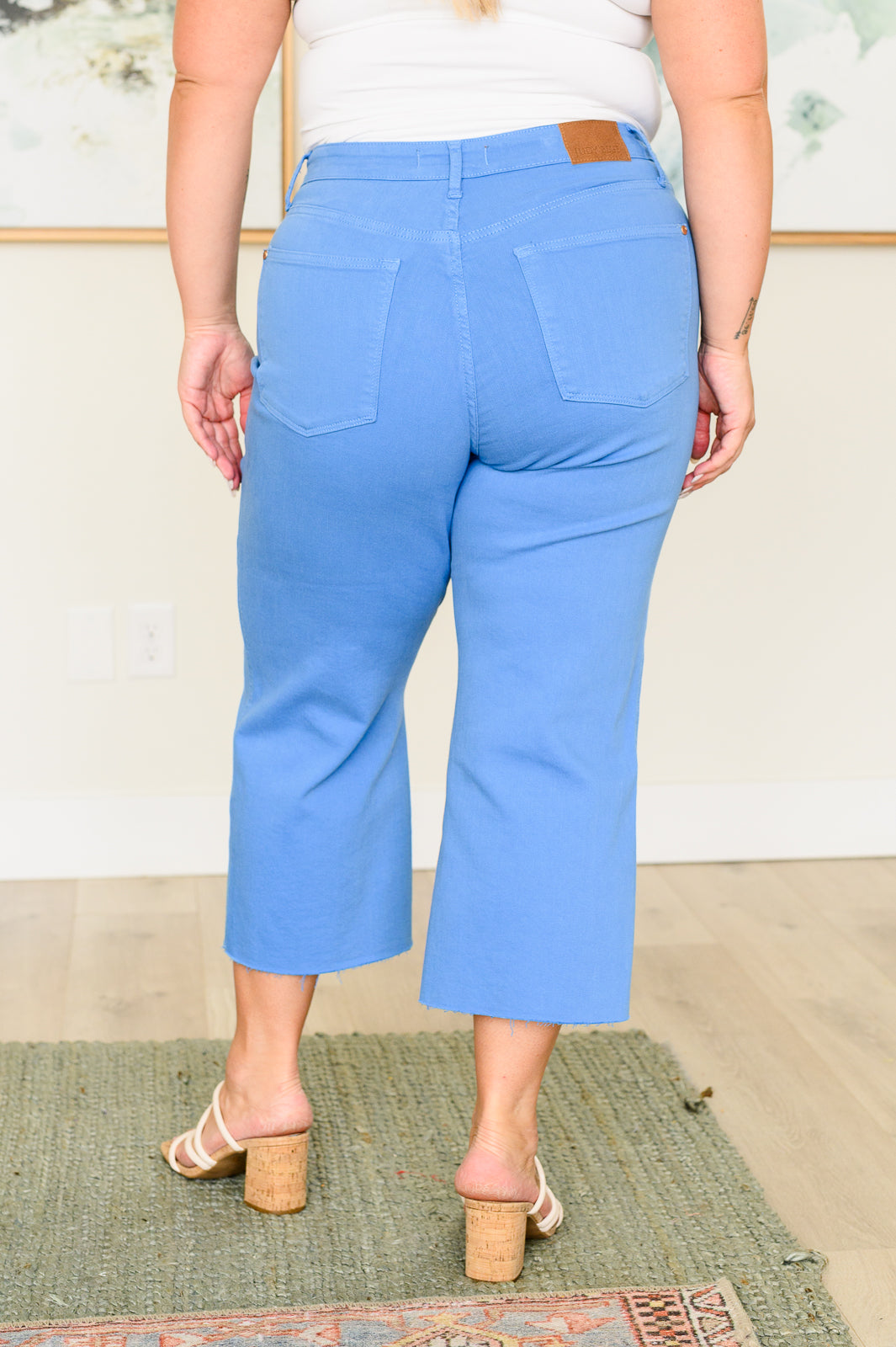 Lisa High Rise Control Top Wide Leg Crop Jeans in Sky Blue - Hey Hunni LLC